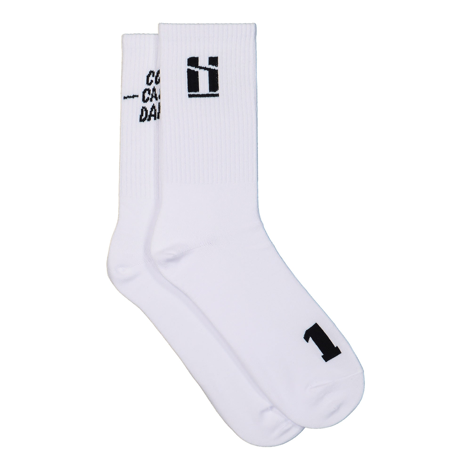 Mr. Serious Cops Cant Dance Socks White / Black Socks MS-SKS-WHT Close-up | Overkill