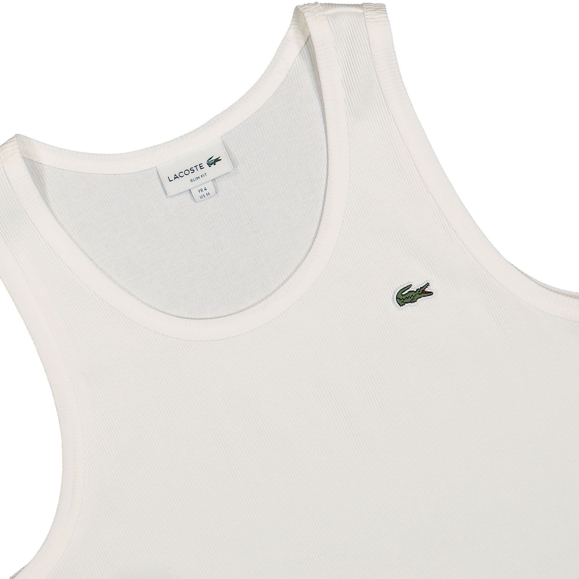 Lacoste Ribbed Tank Top White Tops Close-up | Overkill