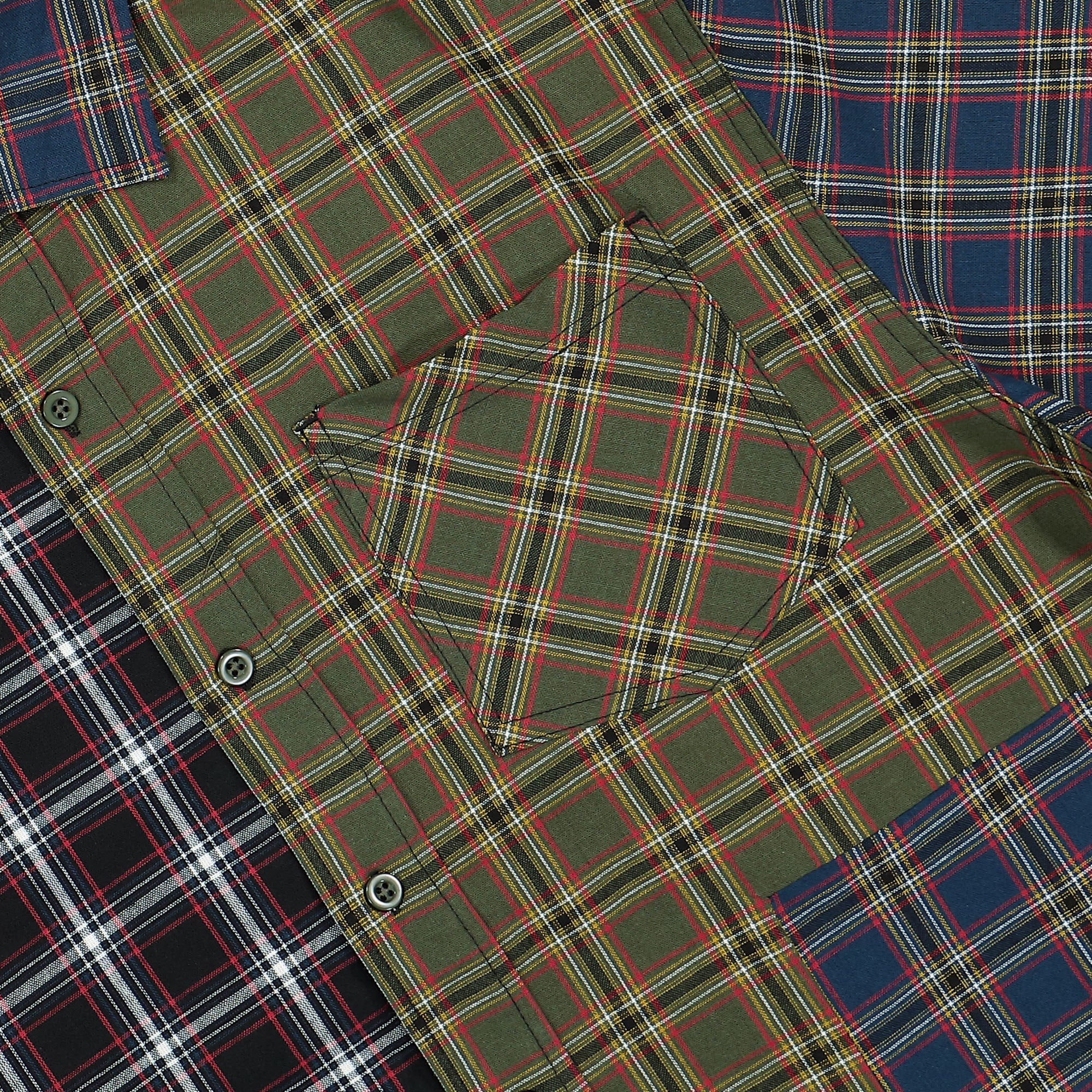 Taikan Patchwork S/S Shirt Olive Plaid Shirts Detailfoto | Overkill