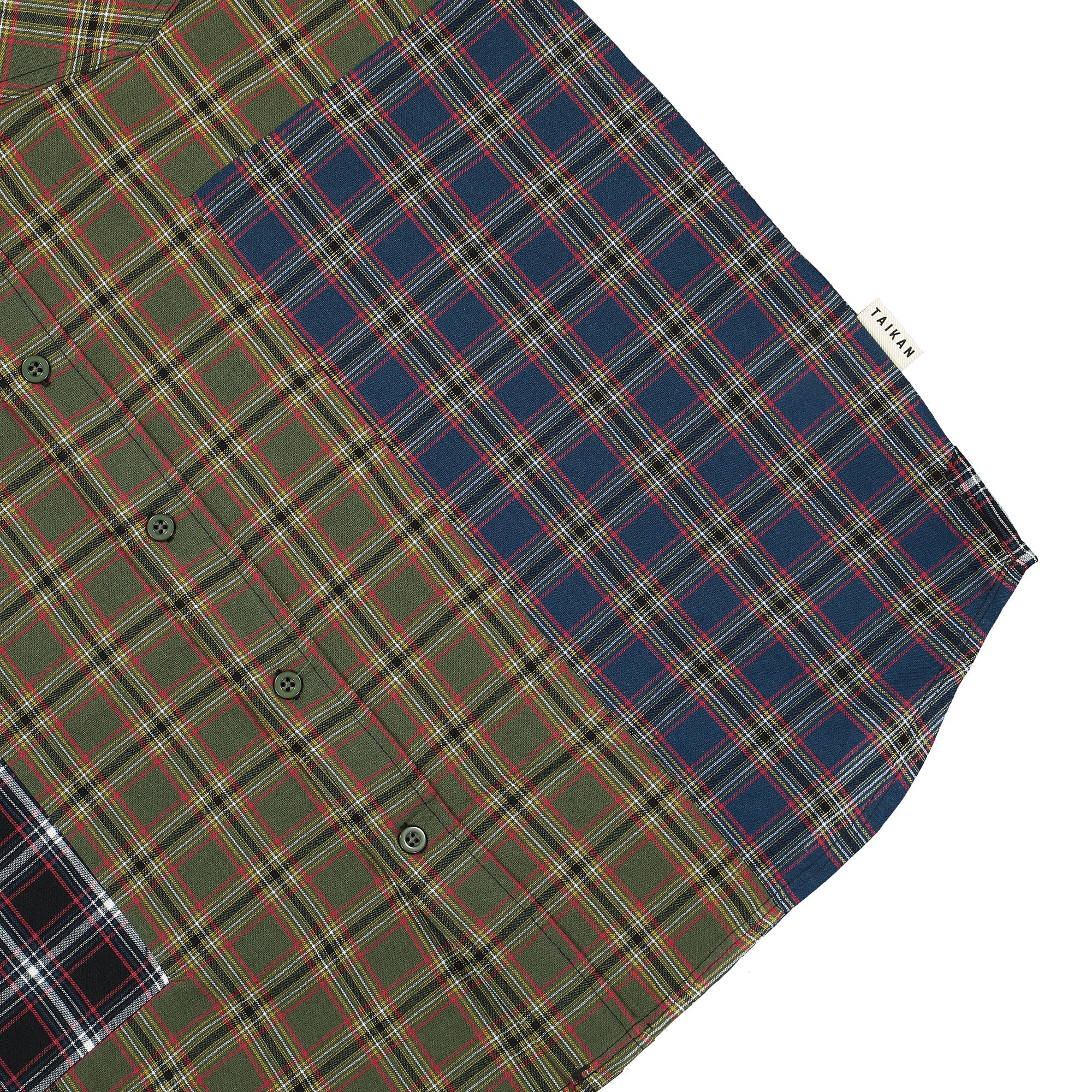 Taikan Patchwork S/S Shirt Olive Plaid Shirts Detail view 1 | Overkill