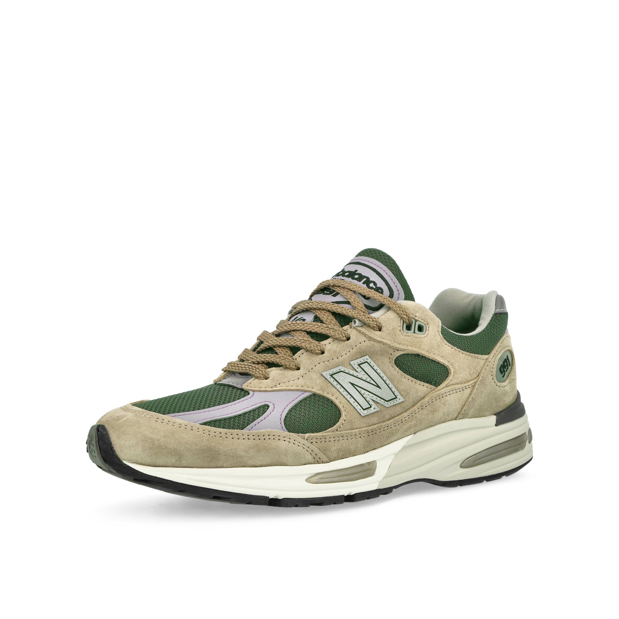 New Balance U991DL2 Cement / Douglas Fir / Lavender Gray Low Top Sneakers Close Up | Overkill