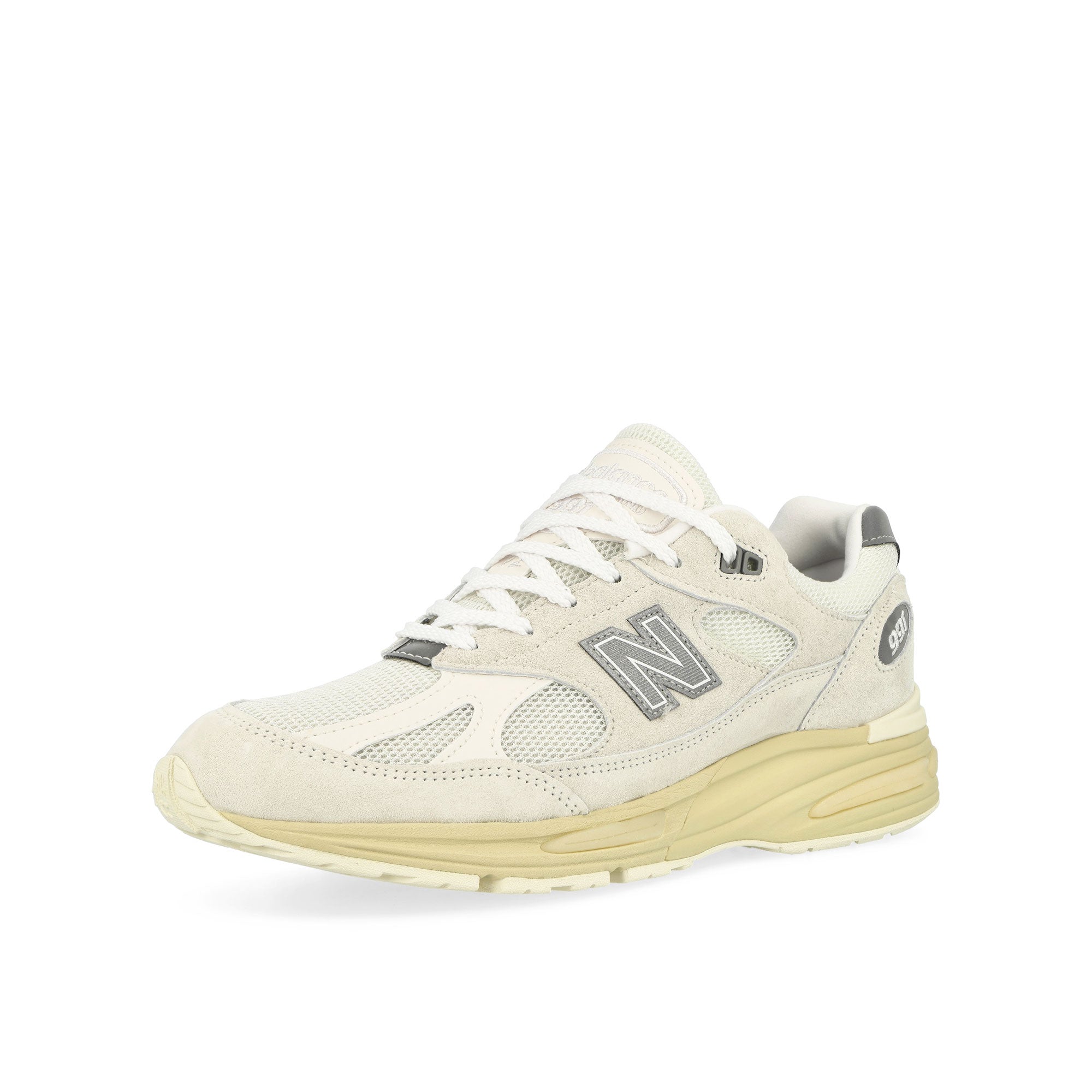 New Balance U991OW2 Grey / White Low Top Sneakers Close Up | Overkill