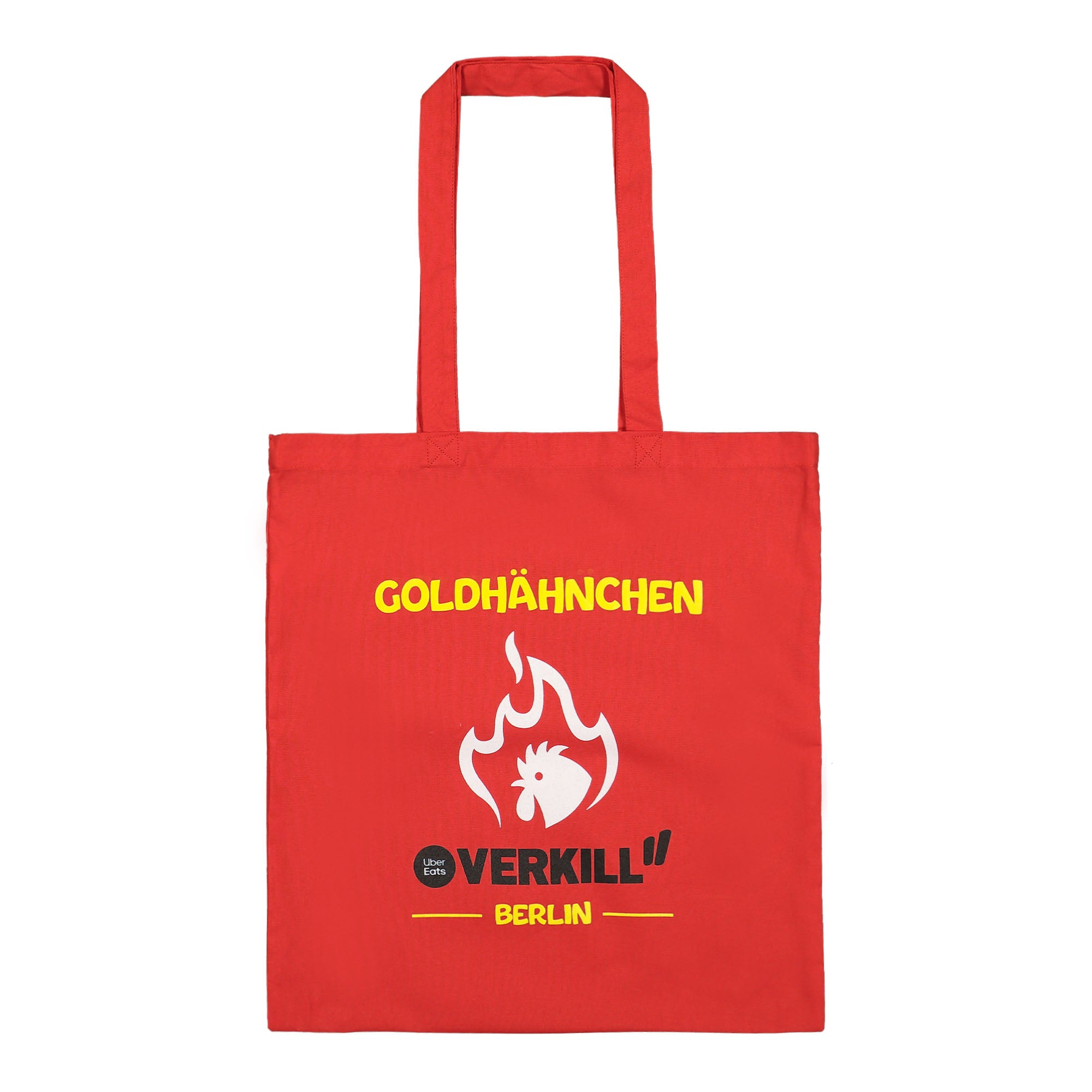 Overkill Uber Eats Goldhähnchen Tote Bag Red Tote Bags & Shoppers OK-UE-GLD-TBG | Overkill