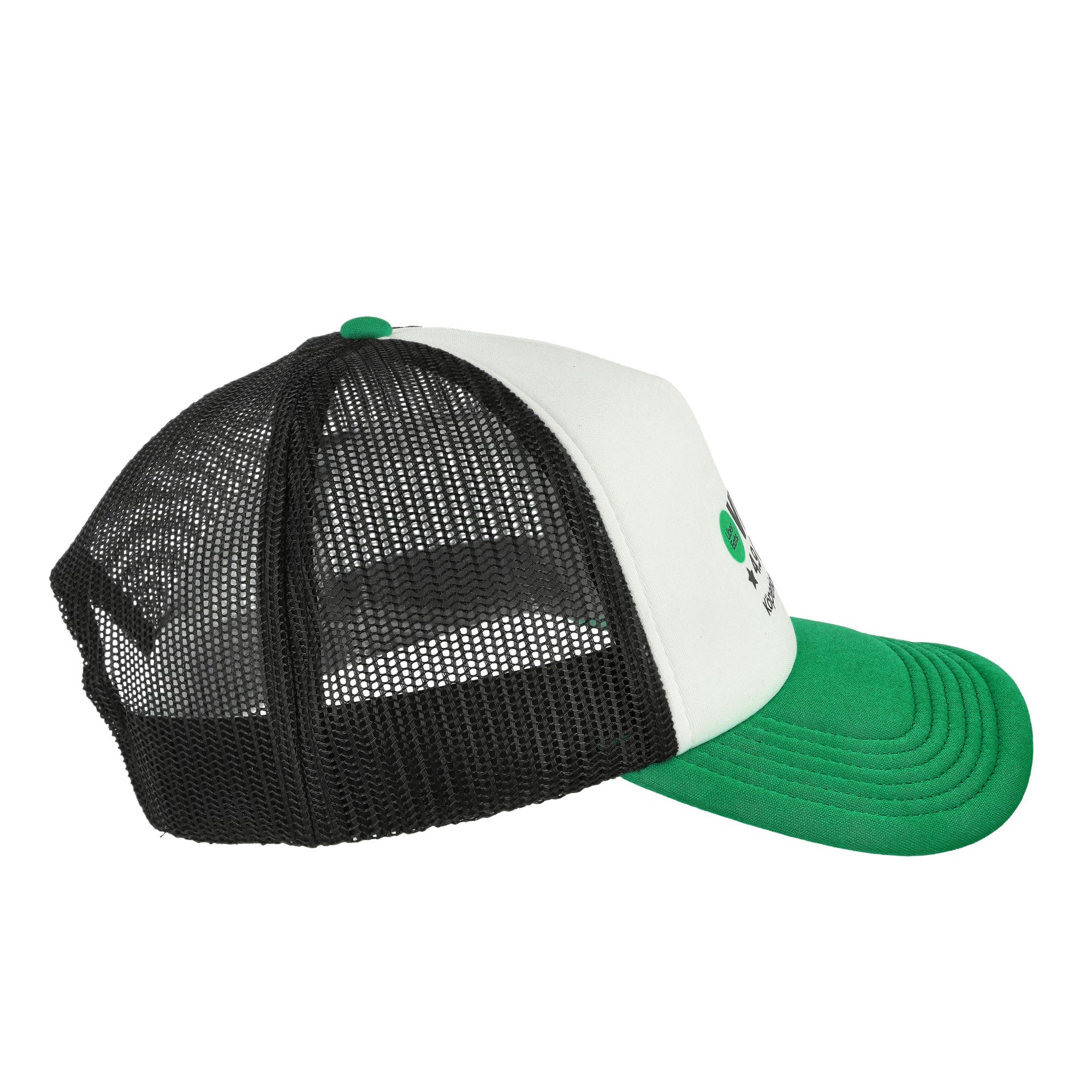 Overkill Uber Eats Mesh Cap Black / White / Green Caps Close-up | Overkill