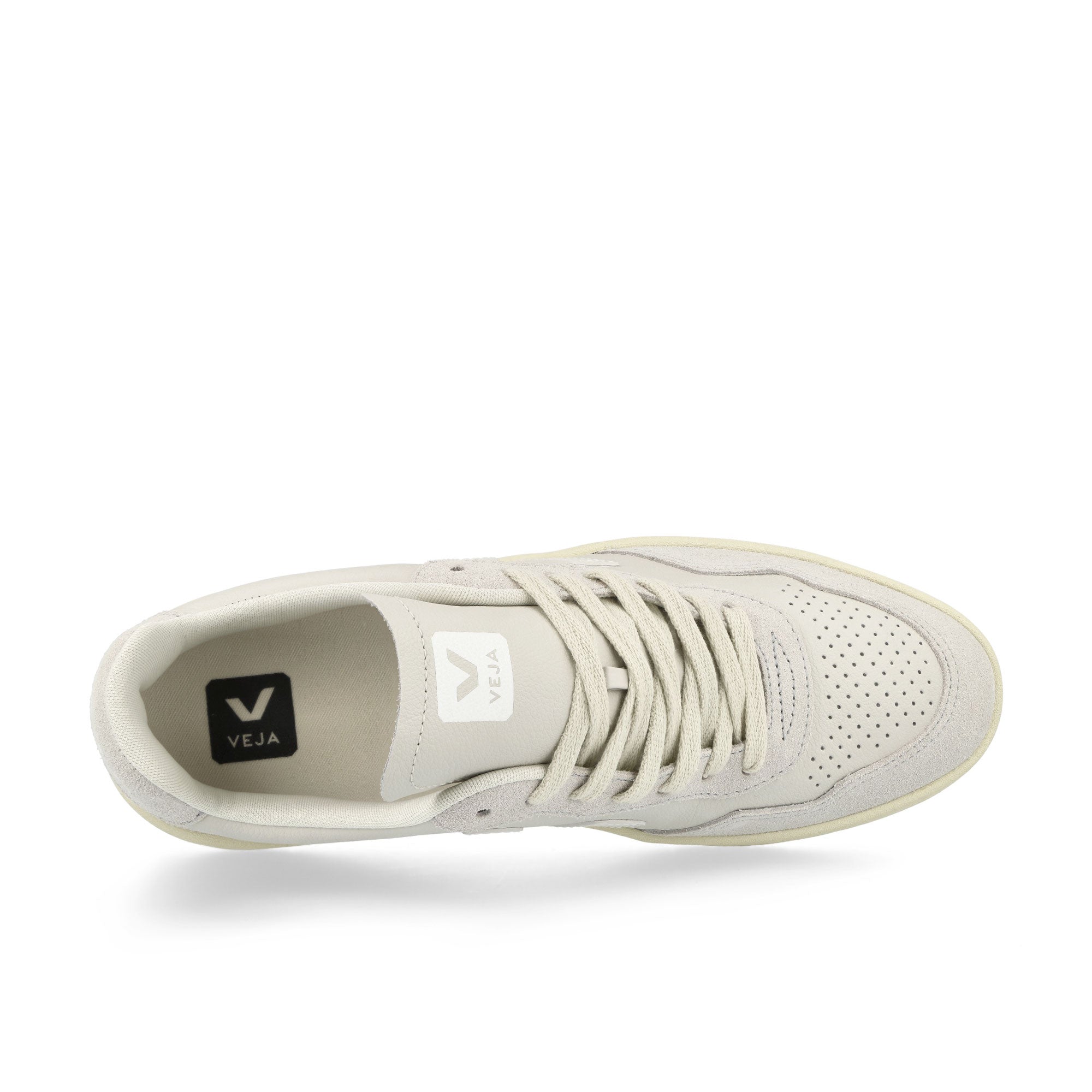 Veja V-90 O.T. Leather Gravel / White Low Top Sneakers Detailfoto | Overkill