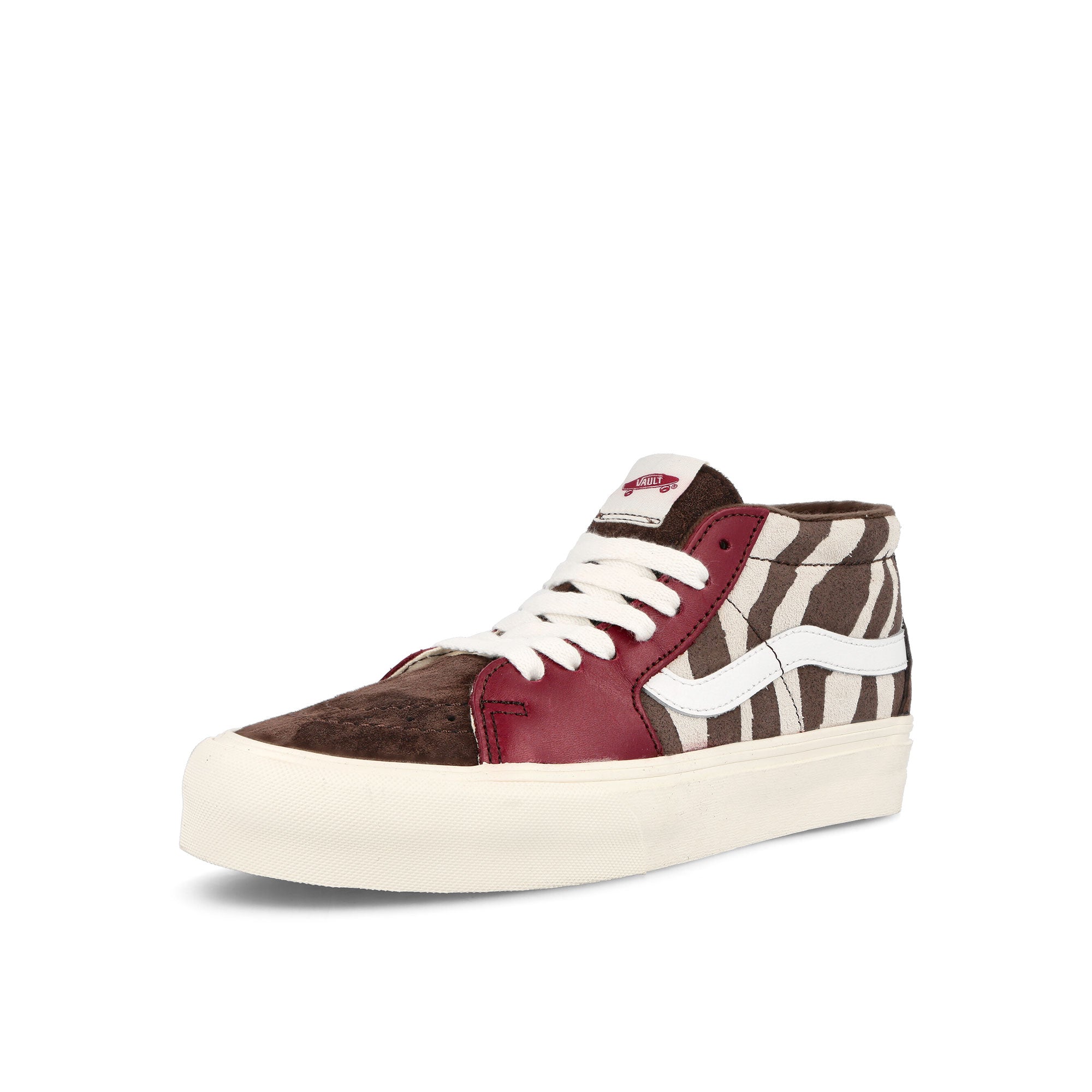 Vans Sk8-Mid VR3 LX Safari Rumba Red Mid Top Sneakers Close Up | Overkill