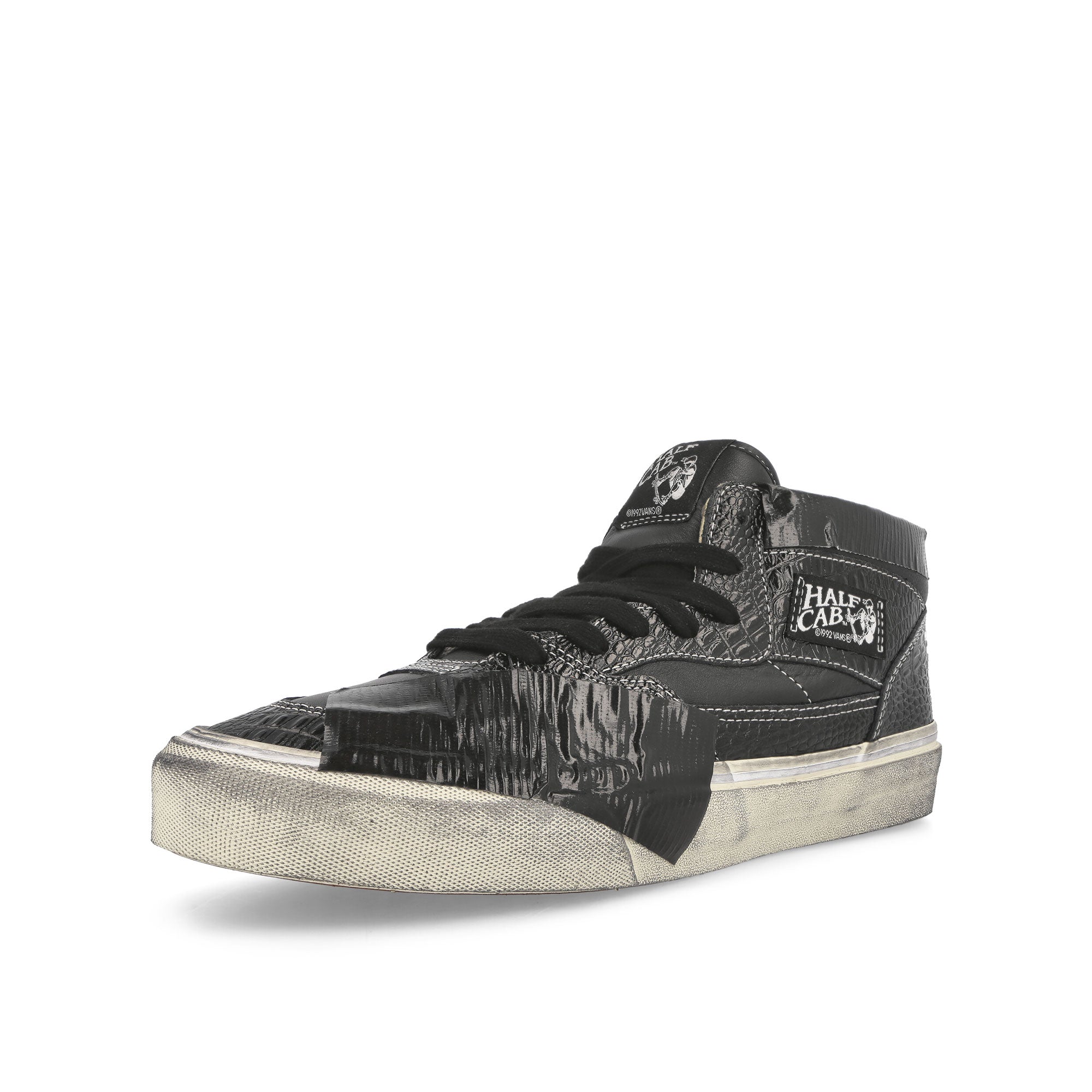 Vans Half Cab Ef VI Lux Duct Black Mid Top Sneakers Close Up | Overkill