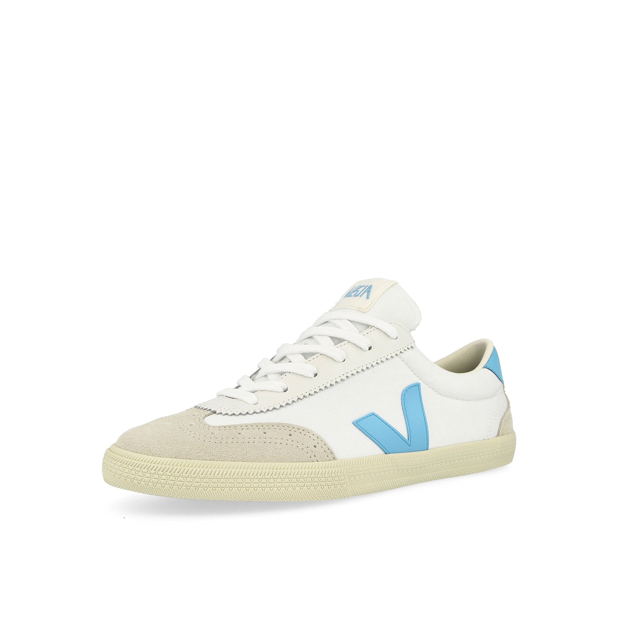 Veja W Volley Canvas White / Aqua Low Top Sneakers Close Up | Overkill