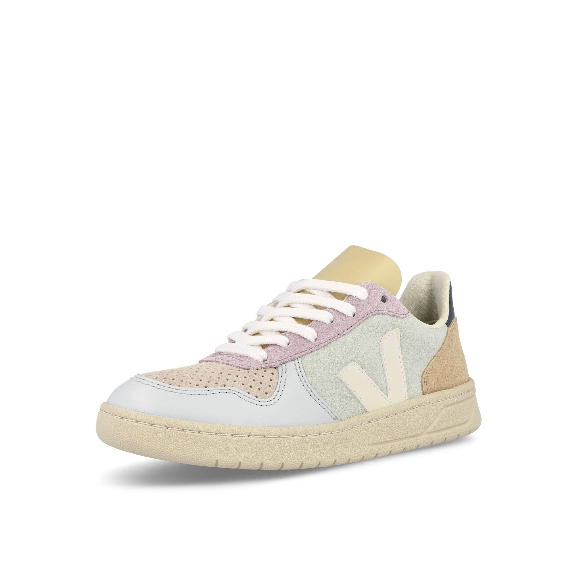 Veja W V-10 Suede Jade-White Multicolor Sneakers Close Up | Overkill