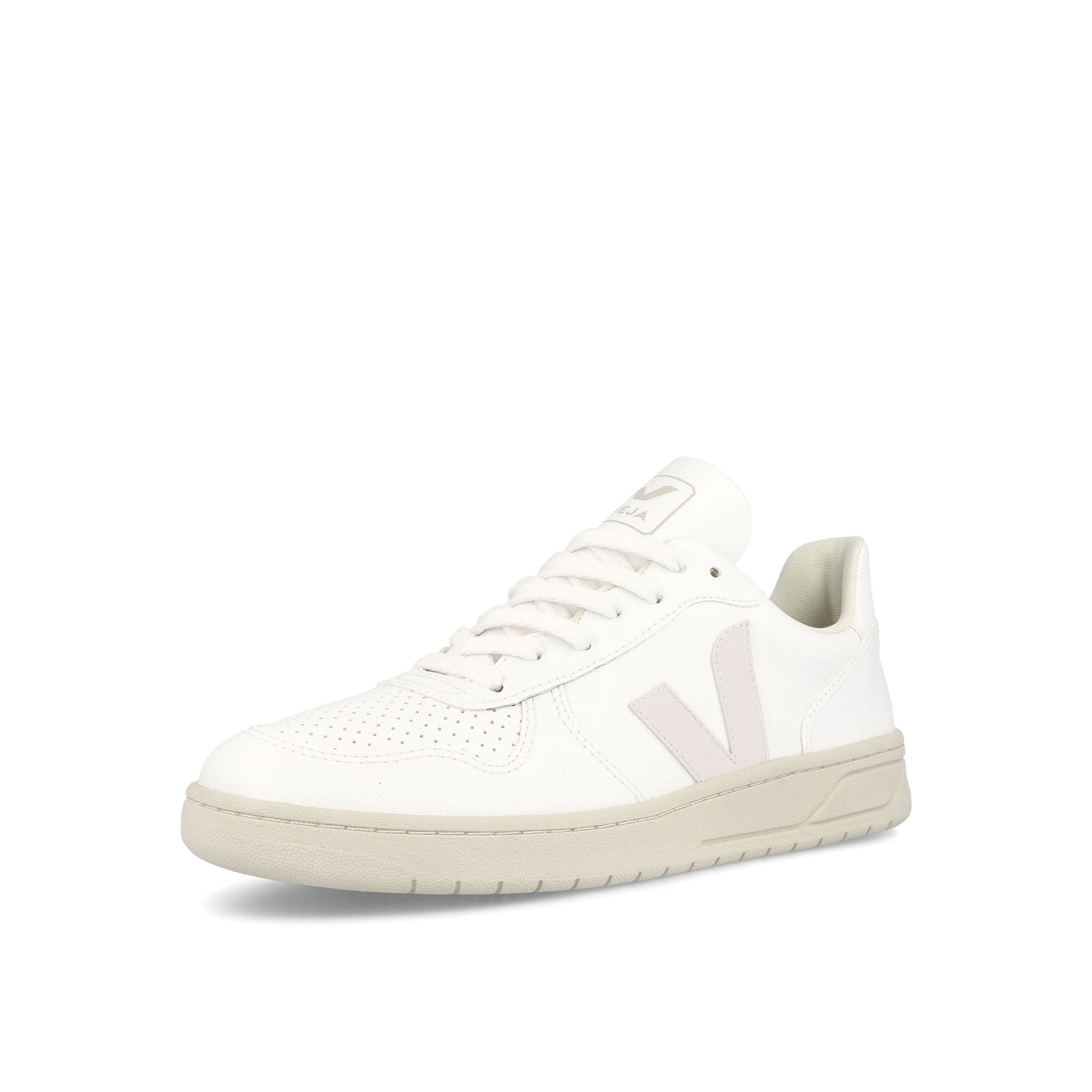 Veja W V-10 CWL Full White Low Top Sneakers Close Up | Overkill