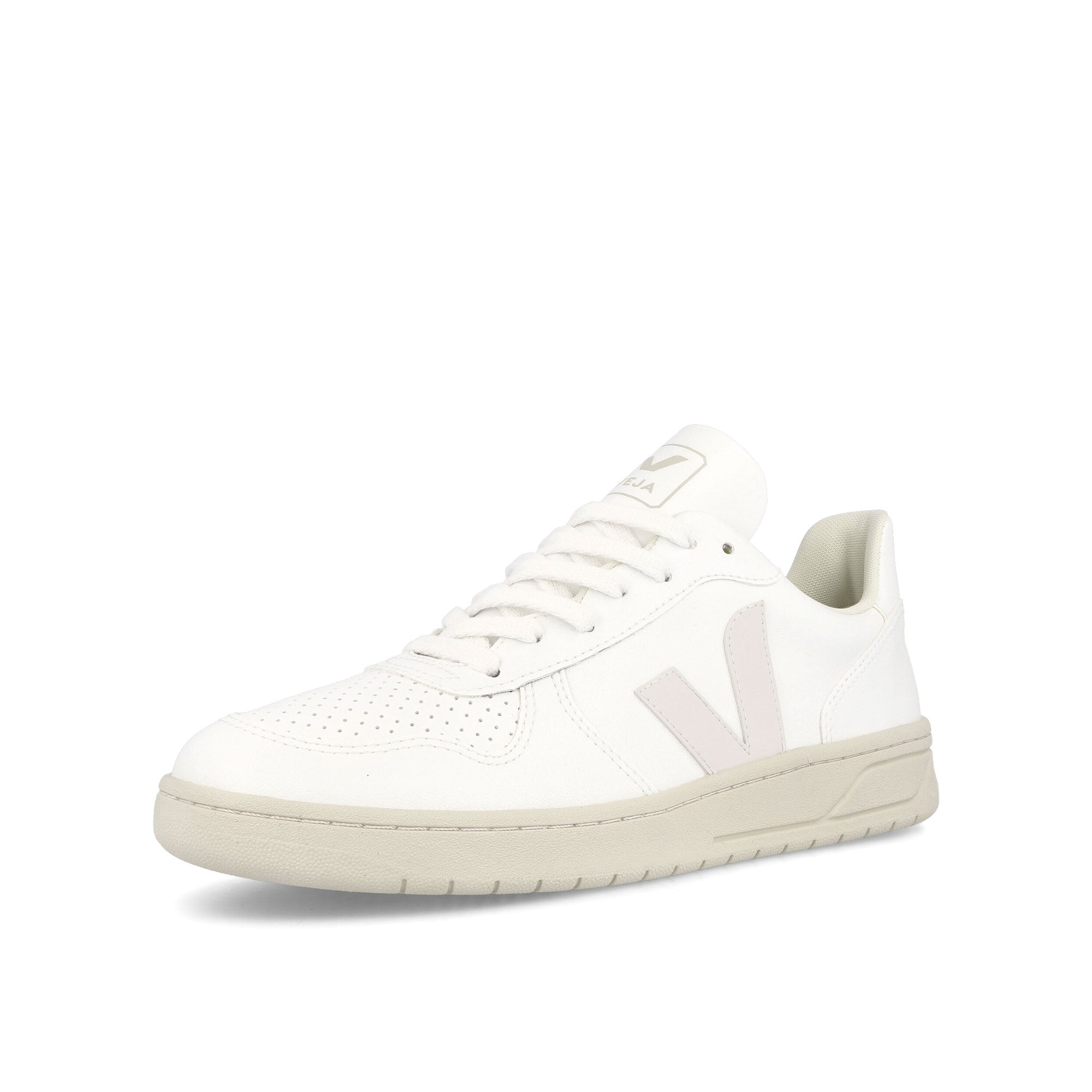 Veja V-10 CWL Full White Low Top Sneakers Close Up | Overkill