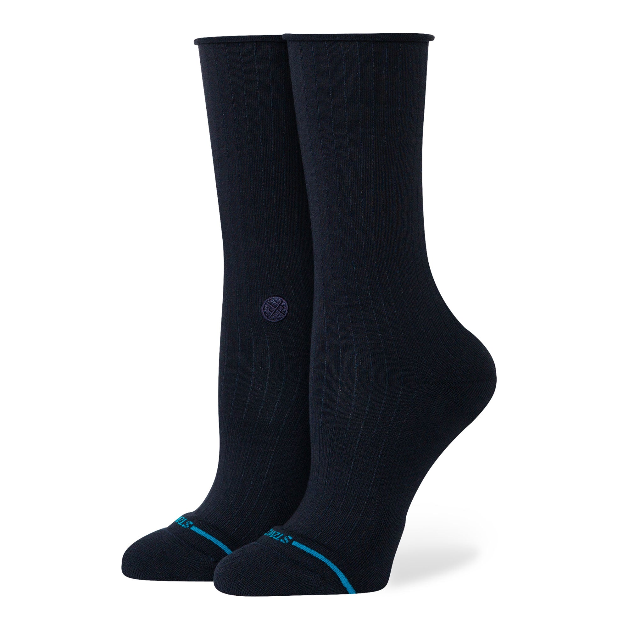 Stance Wmns Rolled Solid Crew Socks Black Socks W546C25ROL-BLK | Overkill