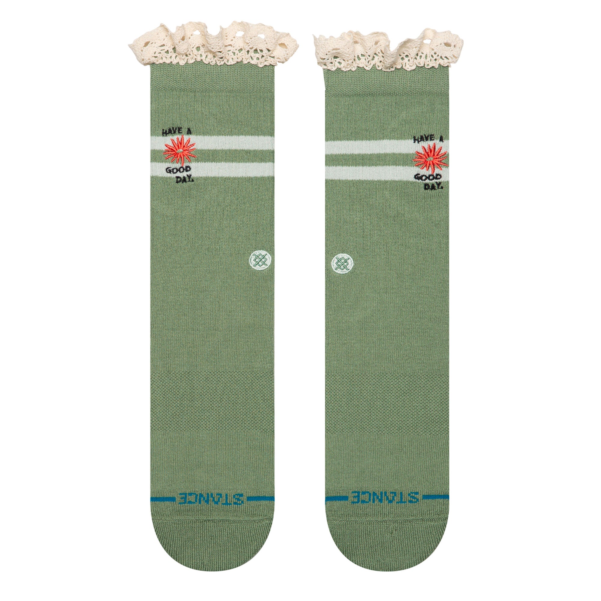 Stance Have A Good Day Crew Socks Green Socks W556D25HAV-GRN Close-up | Overkill