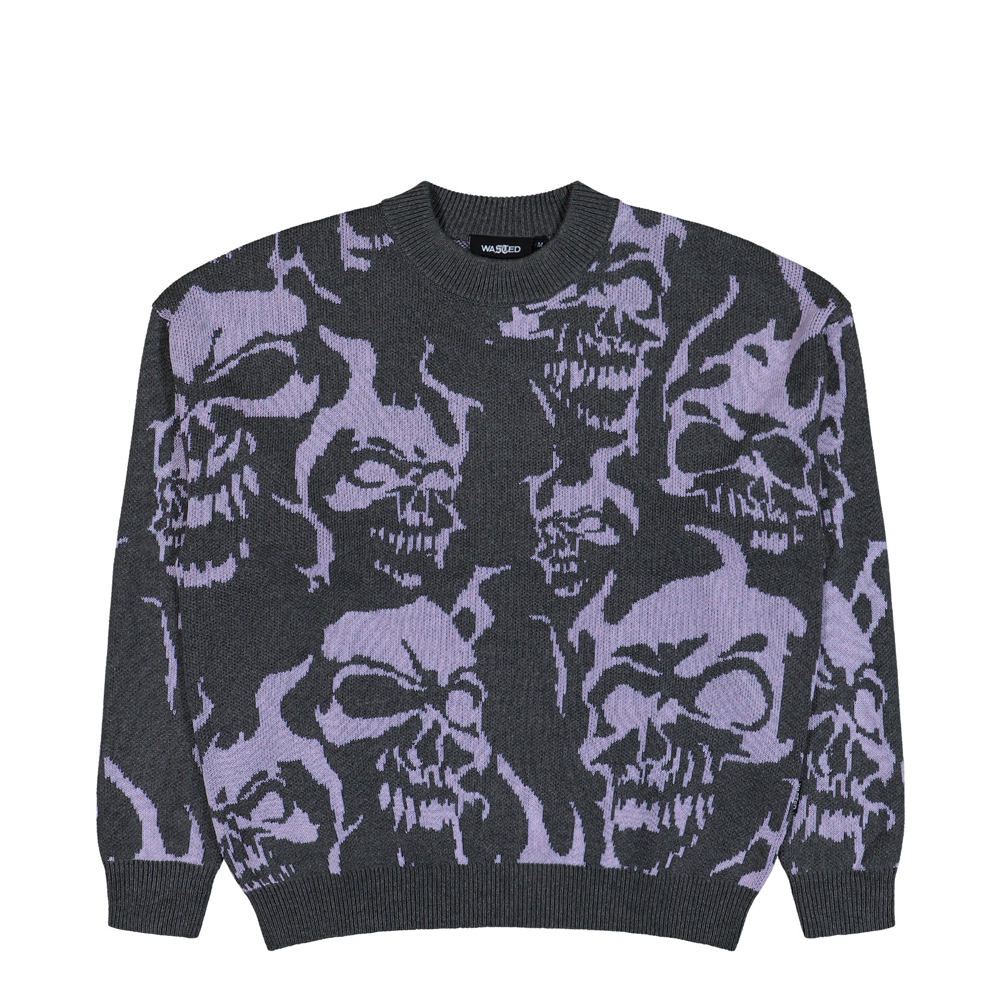 Wasted Paris Skull Sweater Charcoal / Lilac Sweatshirts 175532 | Overkill