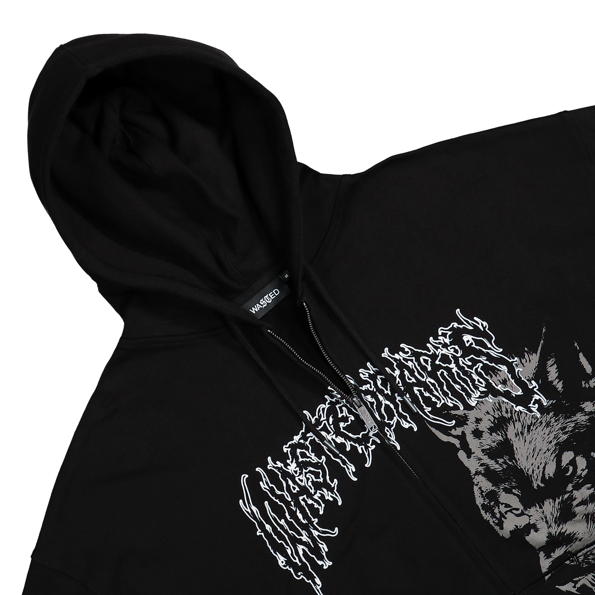 Wasted Paris Varg Boxy Zip Hoodie Black Hoodies Close-up | Overkill