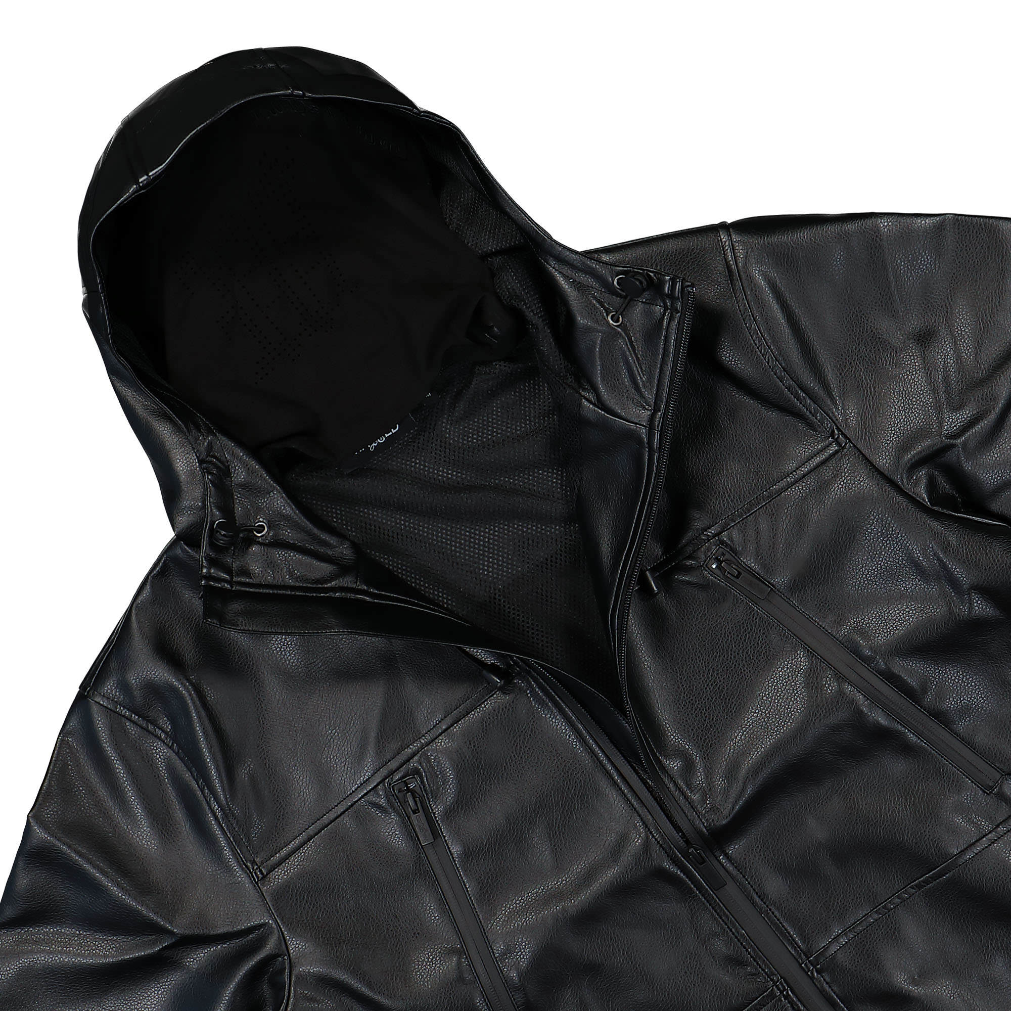 Wasted Paris Nation Faux Leather Windbreaker Black Windbreaker Close-up | Overkill
