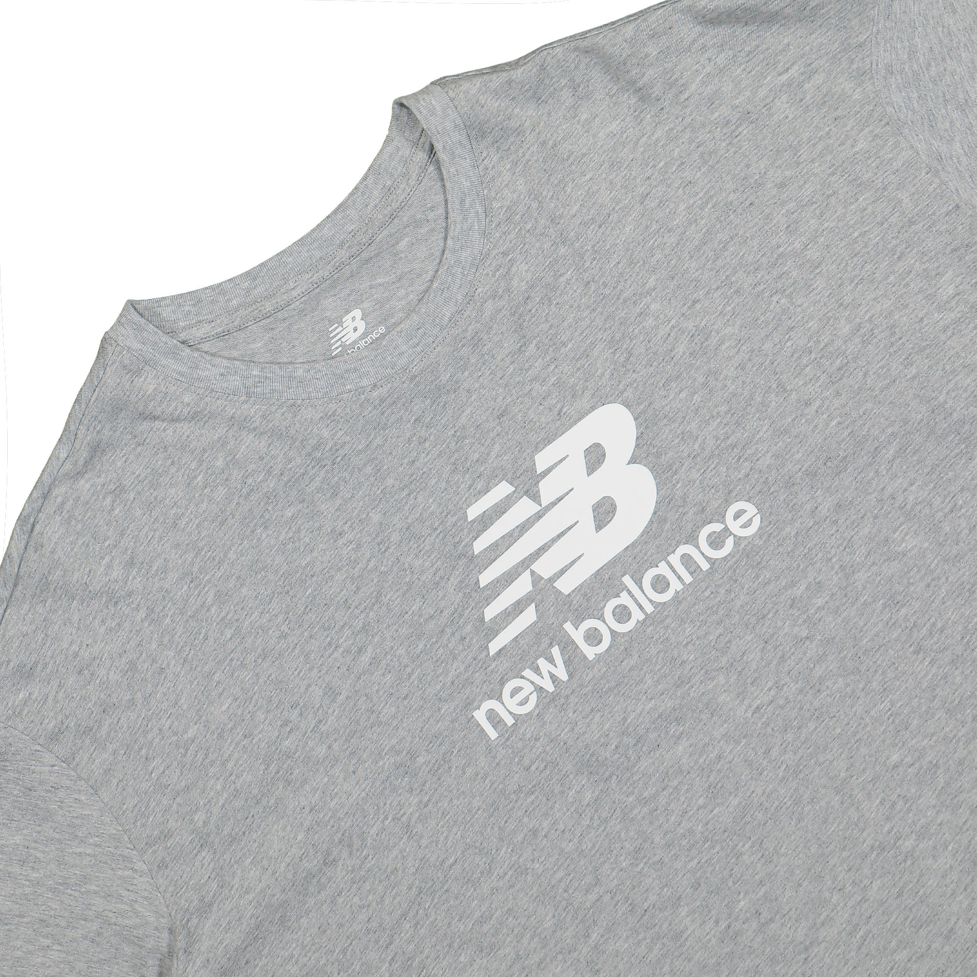 New Balance Essentials Stacked Logo Oversized Tee Athletic Grey T-Shirts Close-up | Overkill