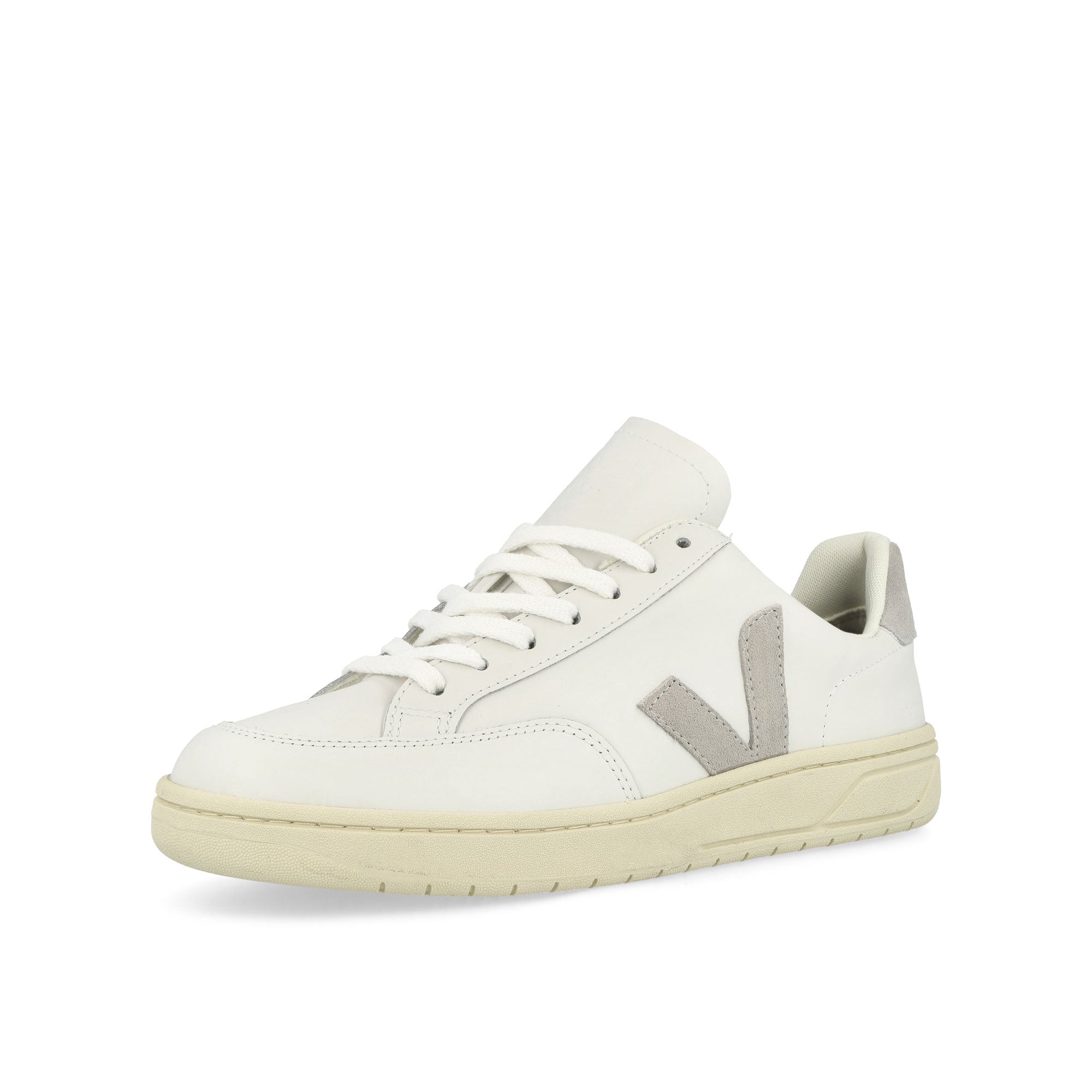 Veja V-12 Leather Extra White Low Top Sneakers Close Up | Overkill