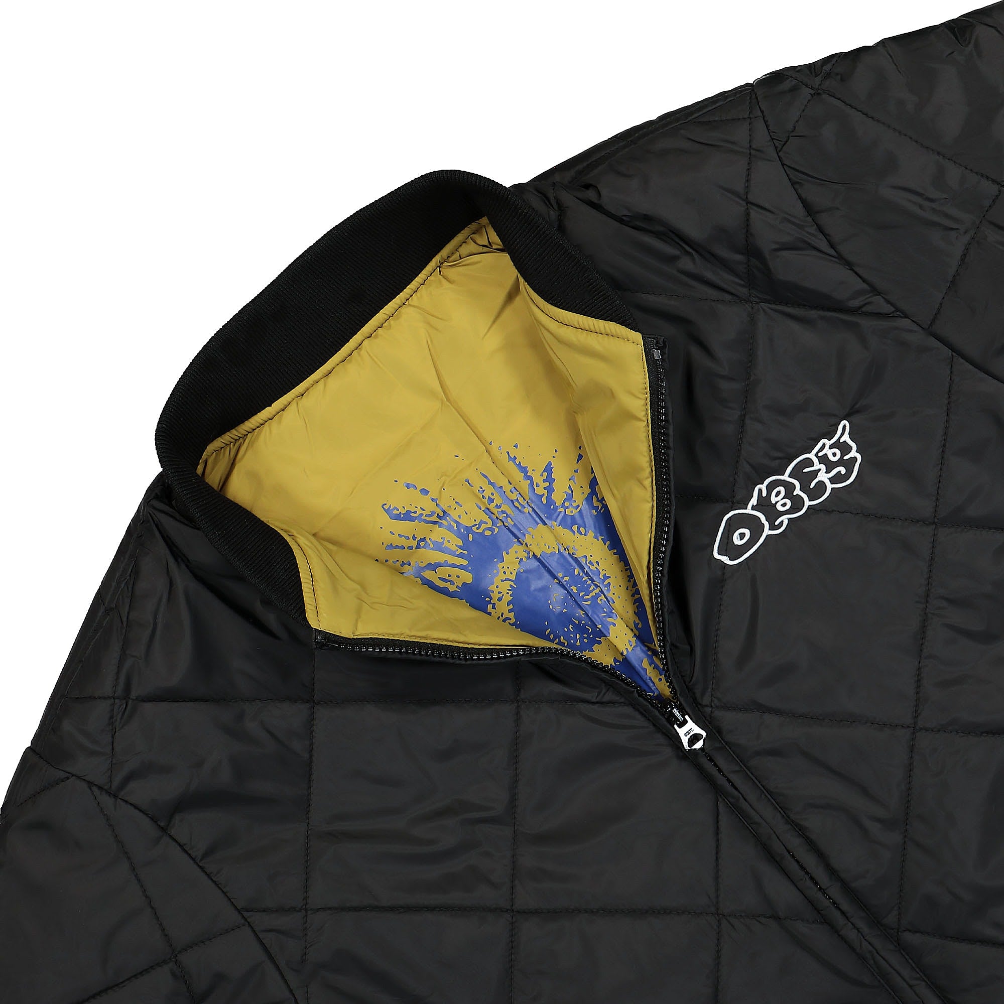 Obey Brux Quilted Reversible Jacket Black Bomber & Varsity Jackets Close-up | Overkill