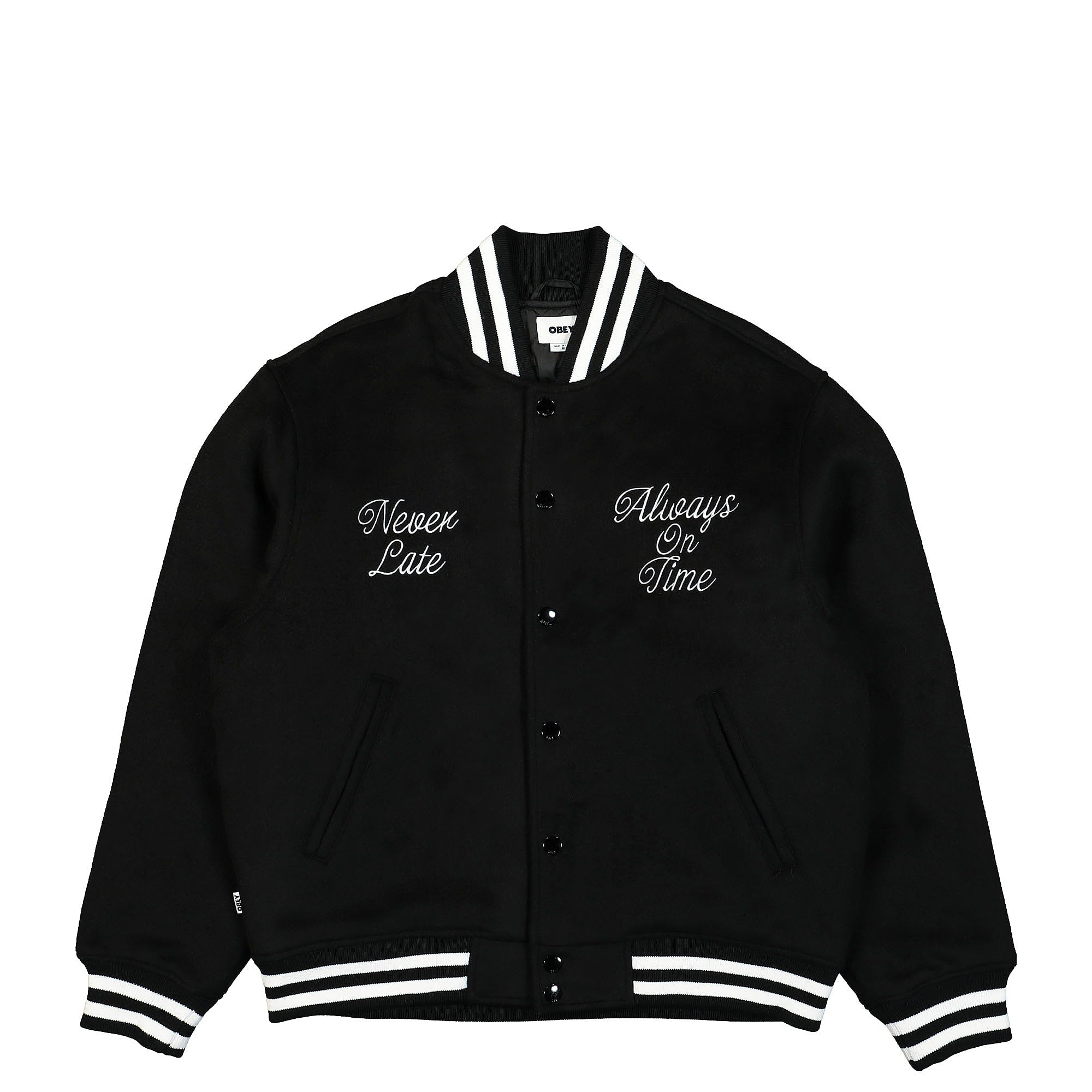 Obey Time Varsity Jacket Black Bomber & Varsity Jackets 121800520 | Overkill