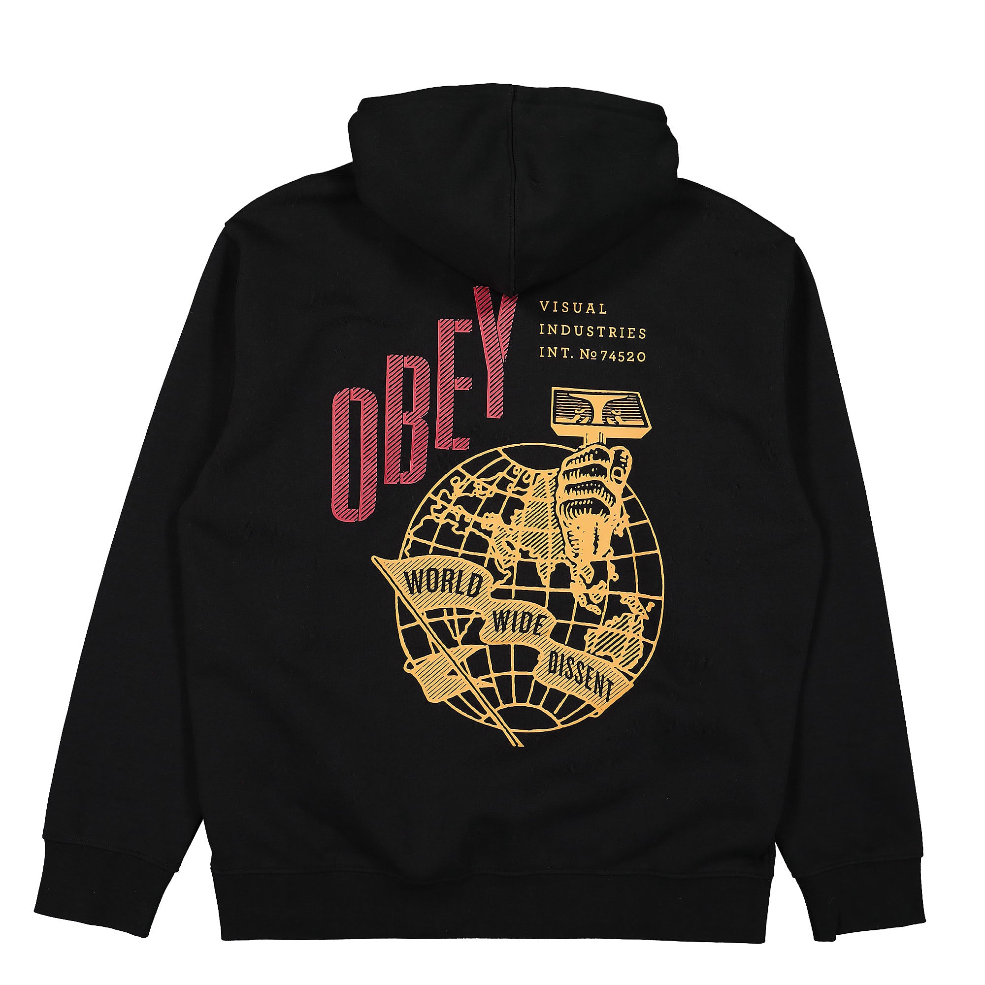 Obey Hammer Globe Hood Black Hoodies Close-up | Overkill