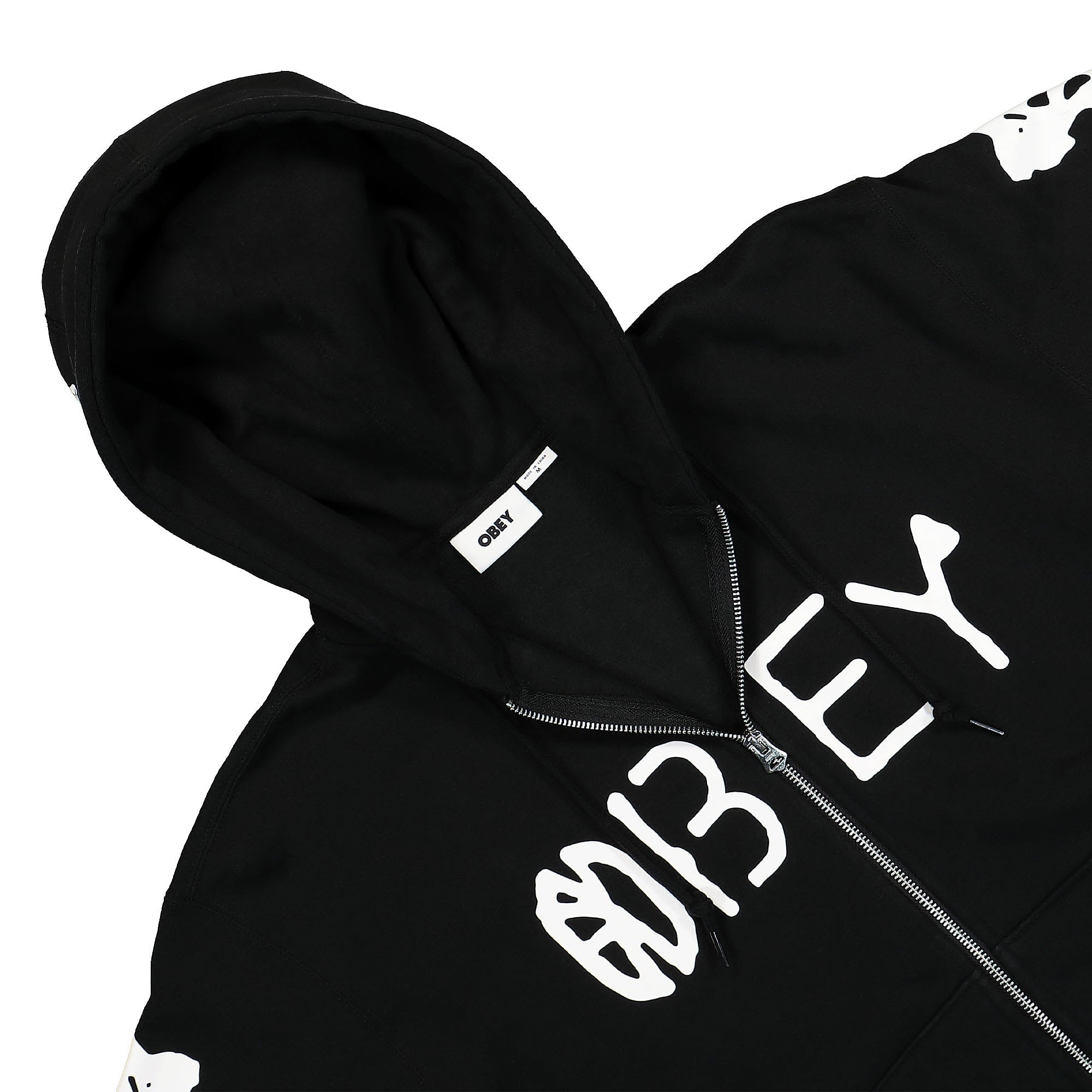 Obey World Zip Hood Black Hoodies Material | Overkill