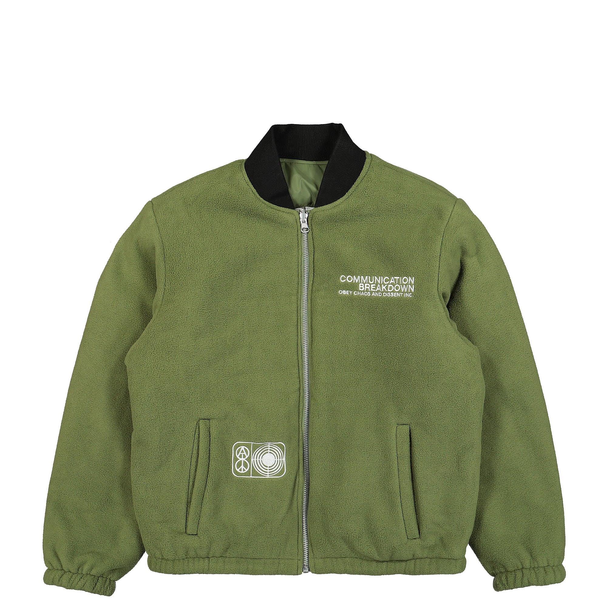 Obey Baseline Quilted Reversible Jacket Light Army Jackets Close-up | Overkill