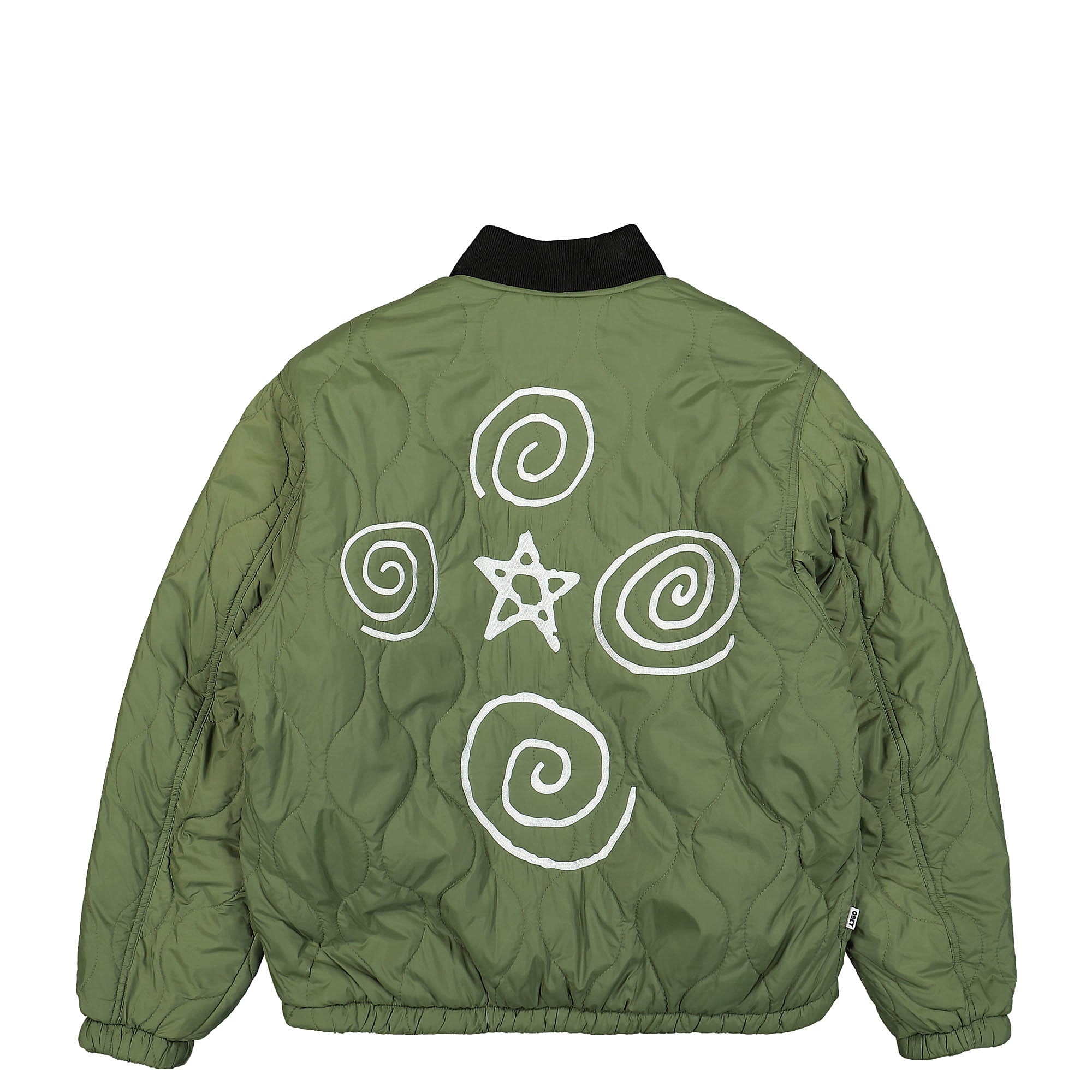 Obey Baseline Quilted Reversible Jacket Light Army Jackets Material | Overkill