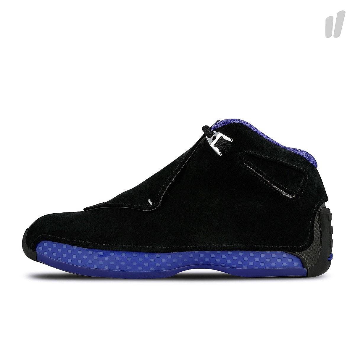 Jordan Air Jordan 18 Retro Black / Metallic Silver - Sport Royal Mid Top Sneakers AA2494 007 | Overkill