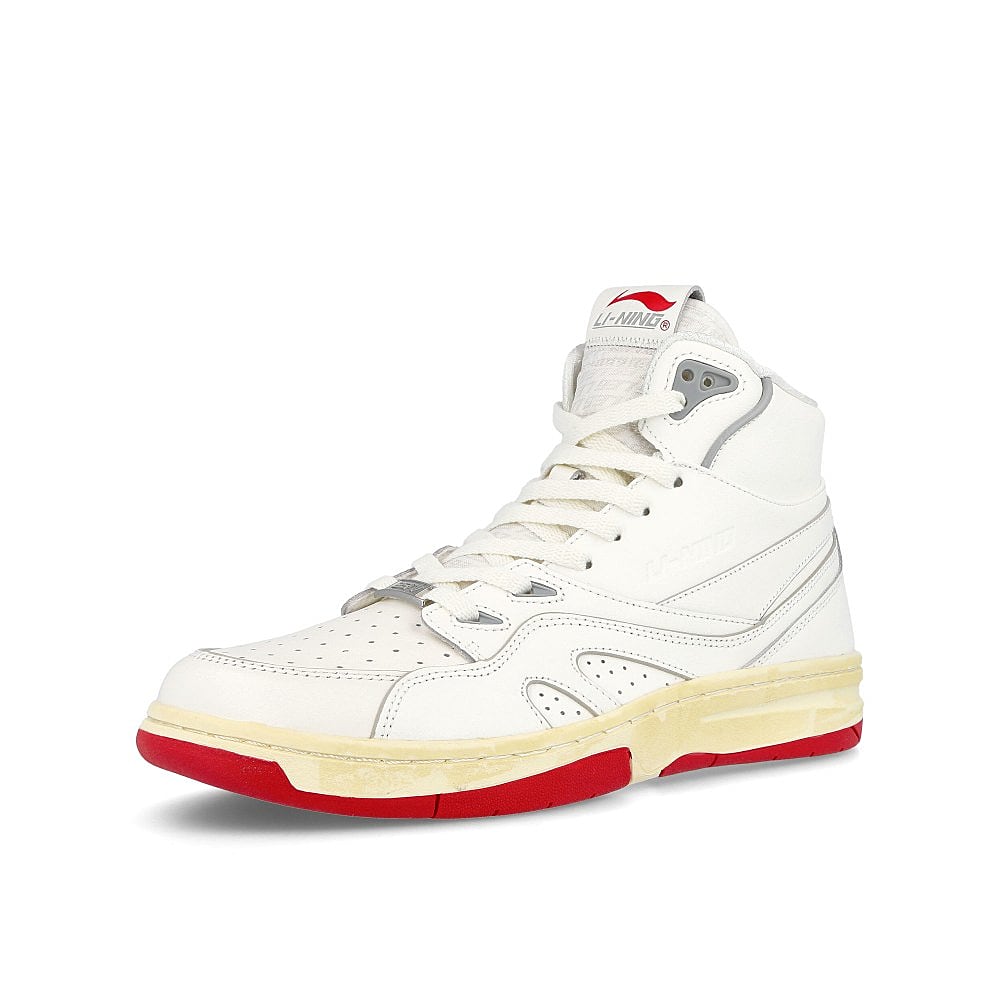 Li-Ning 937 deluxe hi Rice White High Top Sneakers Close Up | Overkill