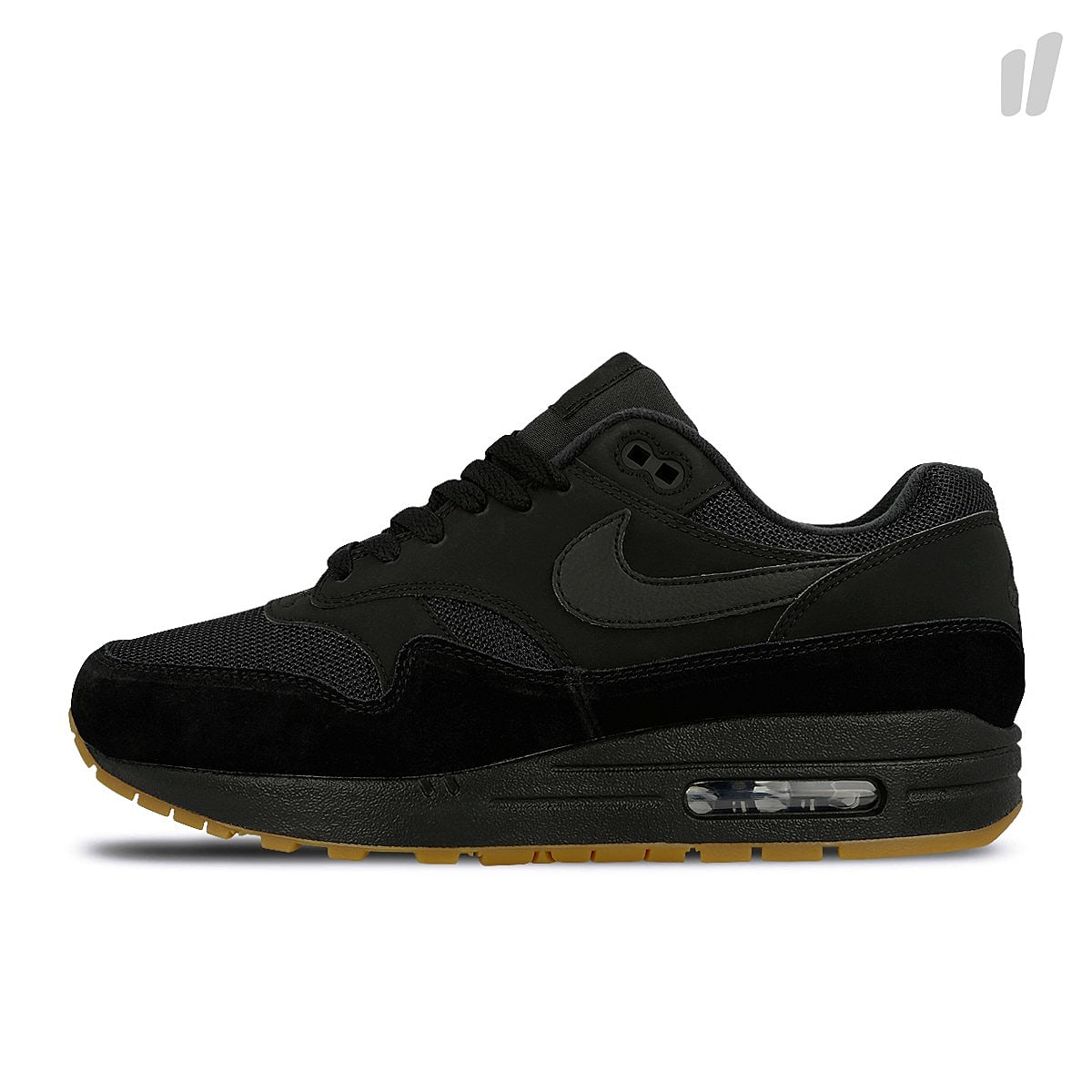 Nike air max 1 Black / Black - Black - Gum Medium Brown Low Top Sneakers AH8145 007 | Overkill