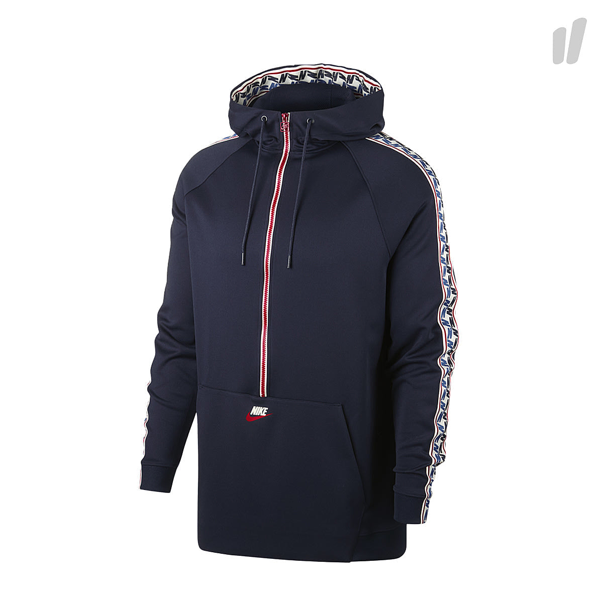 Nike NSW Taped Half Zip Hooded Poly Obsidian / Gym Red / Sail Hoodies AJ2296 461 | Overkill