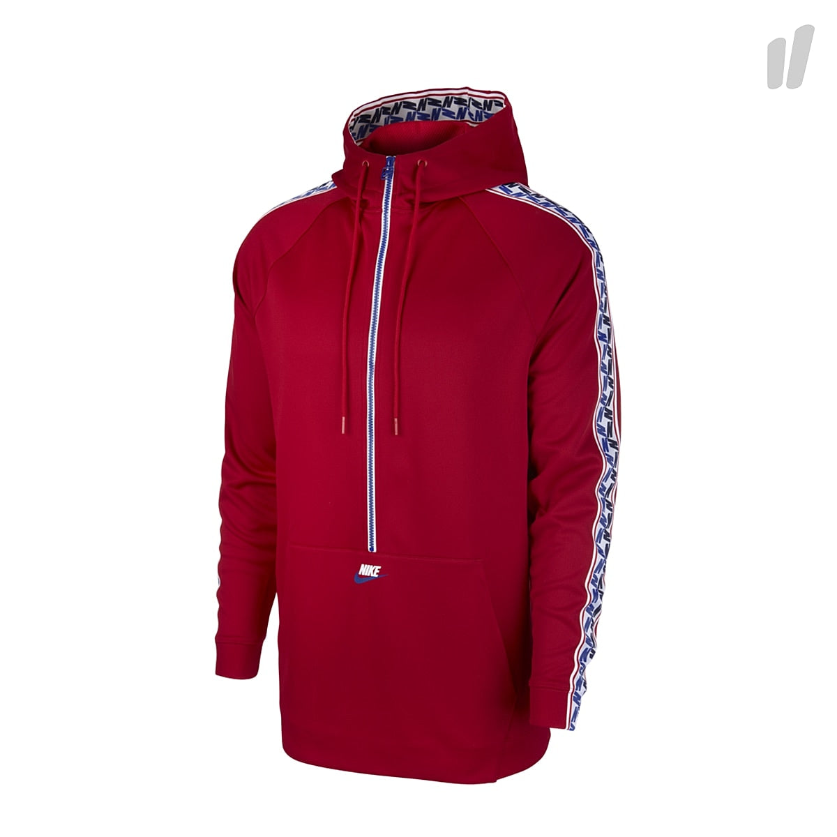 Nike NSW Taped Half Zip Hooded Poly Gym Red / Gym Blue / Sail Hoodies AJ2296 687 | Overkill