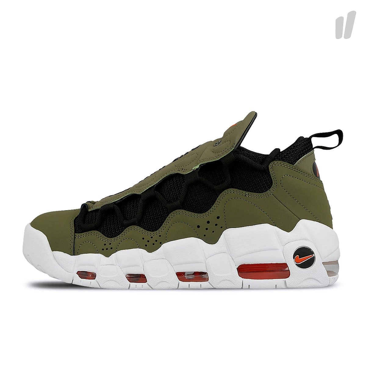 Nike air more money Medium Olive / Black - Habanero Red Sneakers AJ2998 200 | Overkill