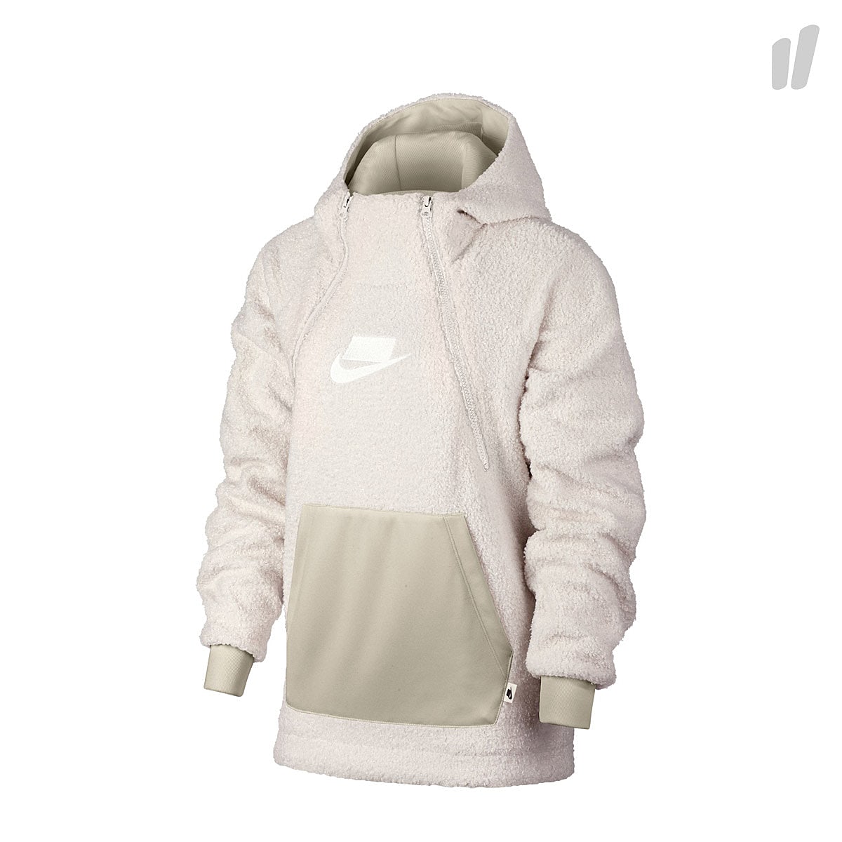 Nike Wmns Sportswear Sherpa Pullover Hoodie Phantom / String / White / White Hoodies AJ7284 031 | Overkill