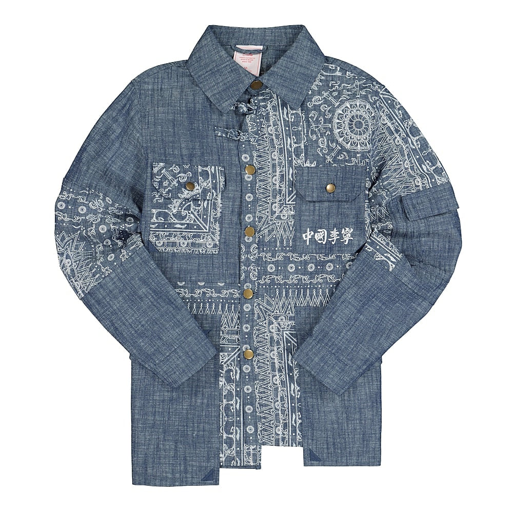 Li-Ning Washed Denim Jacket Hometown Blue / Blue Background / White Flower Jackets AJDR215-1K | Overkill