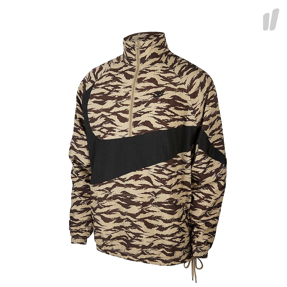 Nike AOP Swoosh Woven Half Zip Jacket Khaki / Black / Black Jackets AO0862 235 | Overkill