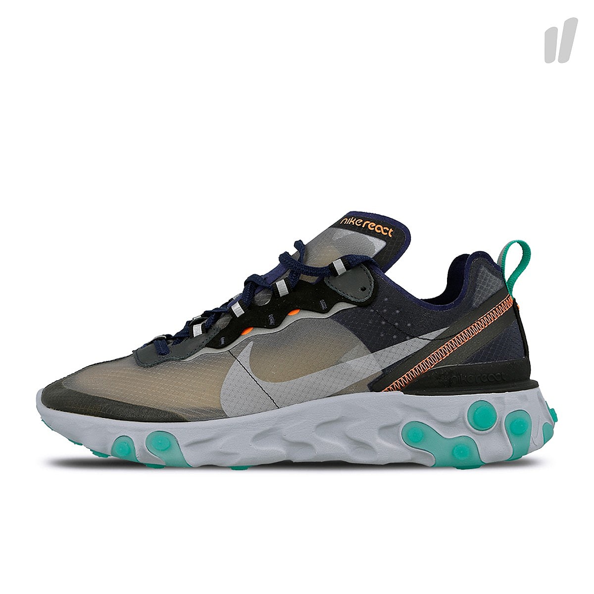 Nike react element 87 Black / Midnight Navy - Neptune Green Sneakers AQ1090 005 | Overkill