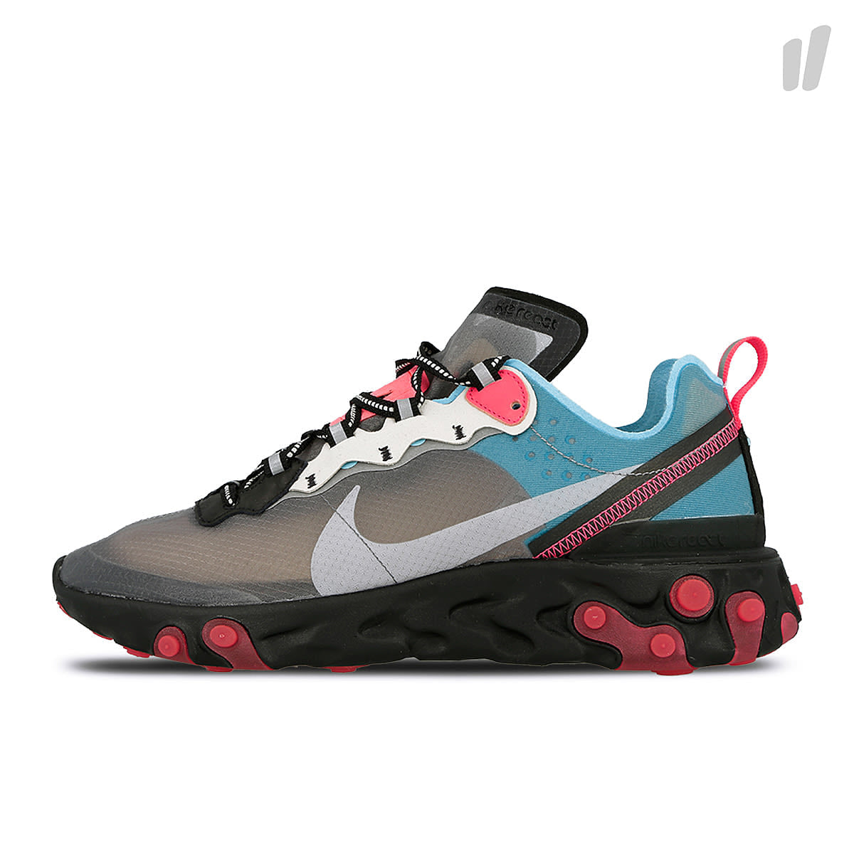 Nike react element 87 Black-Cool Grey - Blue Chill - Solar Red Sneakers AQ1090 006 | Overkill