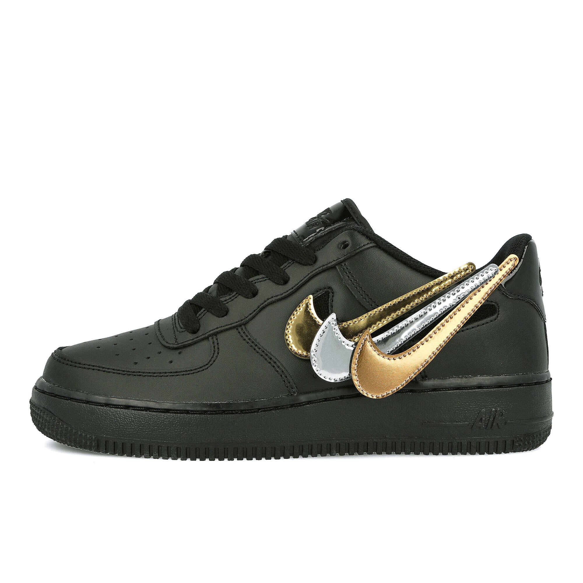 Nike air force 1 lv8 3 gs Black-Black - Black - White Low Top Sneakers AR7446 001 | Overkill
