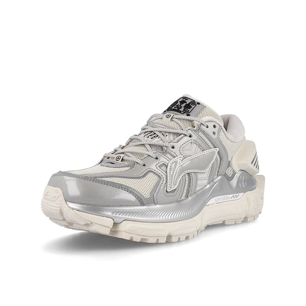 Li-Ning sun chaser Pearl White-Silver Gray Sneakers Close Up | Overkill