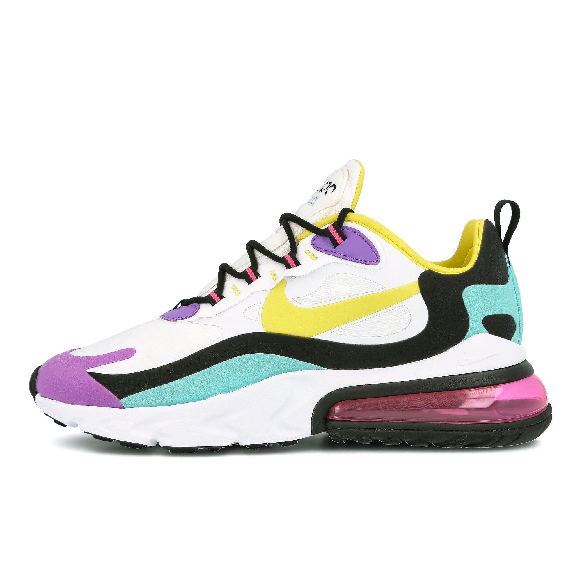 Nike wmns air max 270 react White-Dynamic Yellow - Black - Bright Violet Sneakers AT6174 101 | Overkill