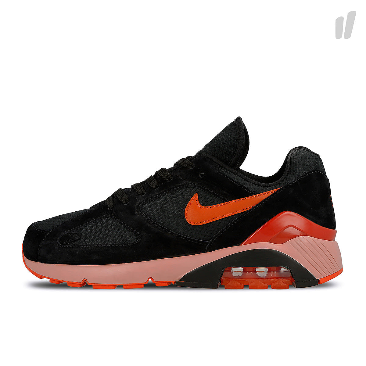 Nike air max 180 Black-Team Orange - University Red Low Top Sneakers AV3734 001 | Overkill
