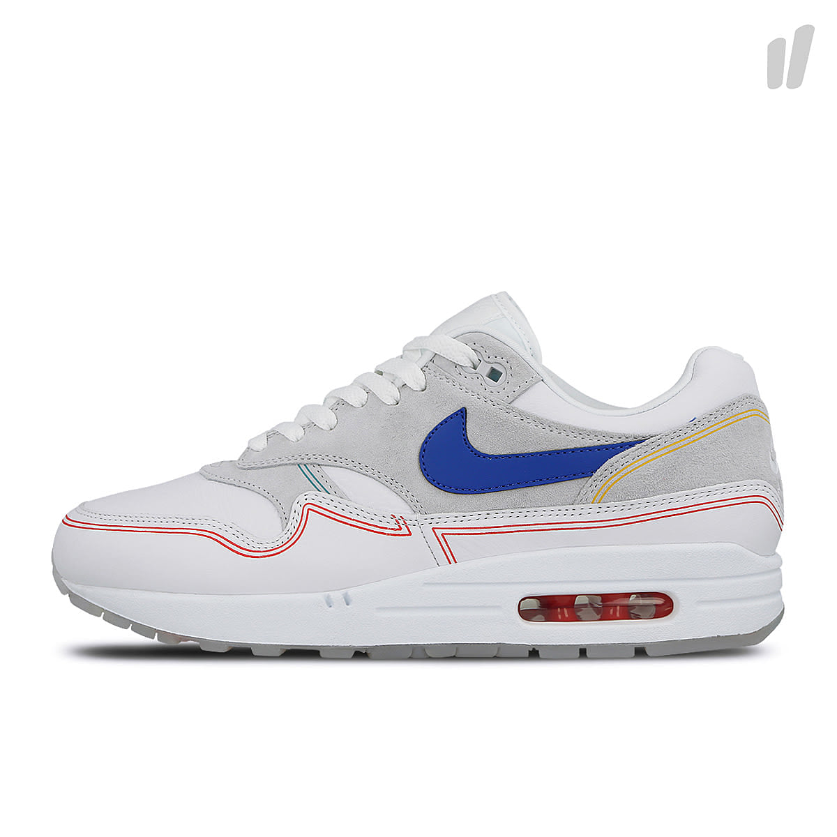 Nike air max 1 Pure Platinium / Royal Blue - White Low Top Sneakers AV3735 002 | Overkill
