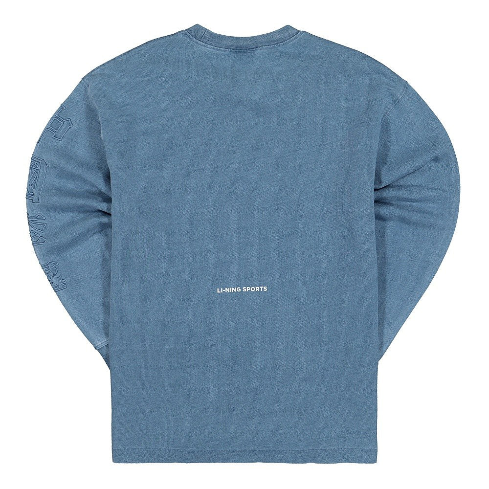 Li-Ning Washed Knit Denim L/S Tee Denim Blue Longsleeves Close-up | Overkill