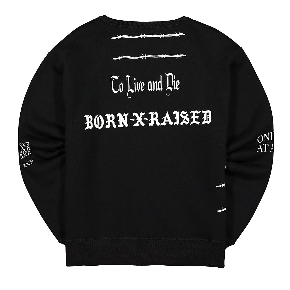 Born X Raised Eugene Crewneck Black Sweatshirts Material | Overkill