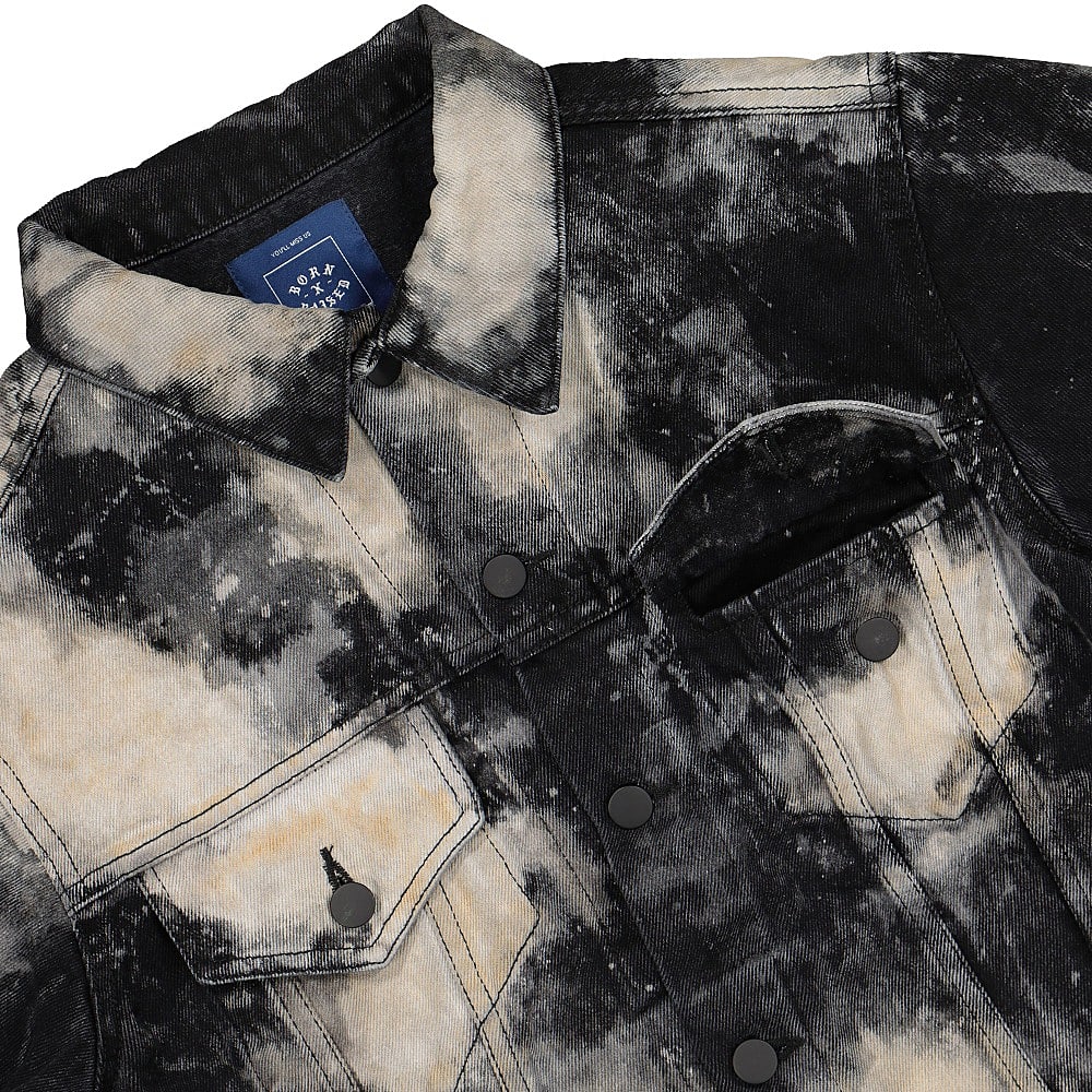 Born X Raised Embroidered Rocker Denim Jacket Black Jackets Close-up | Overkill