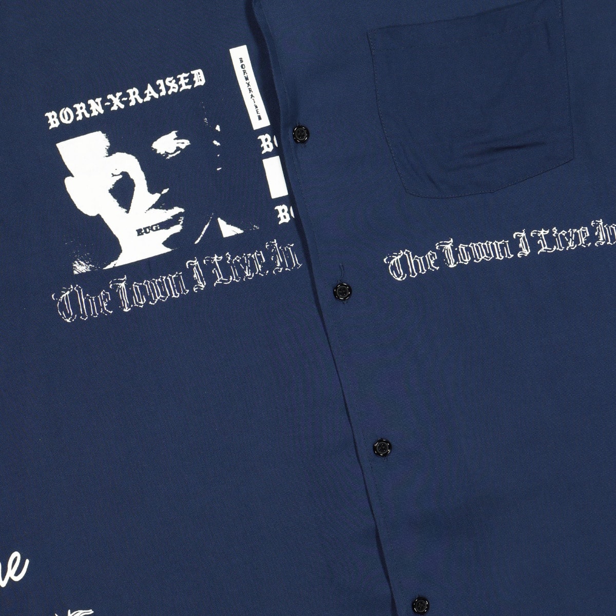 Born X Raised Eugene Shirt Blue Shirts Detailfoto | Overkill