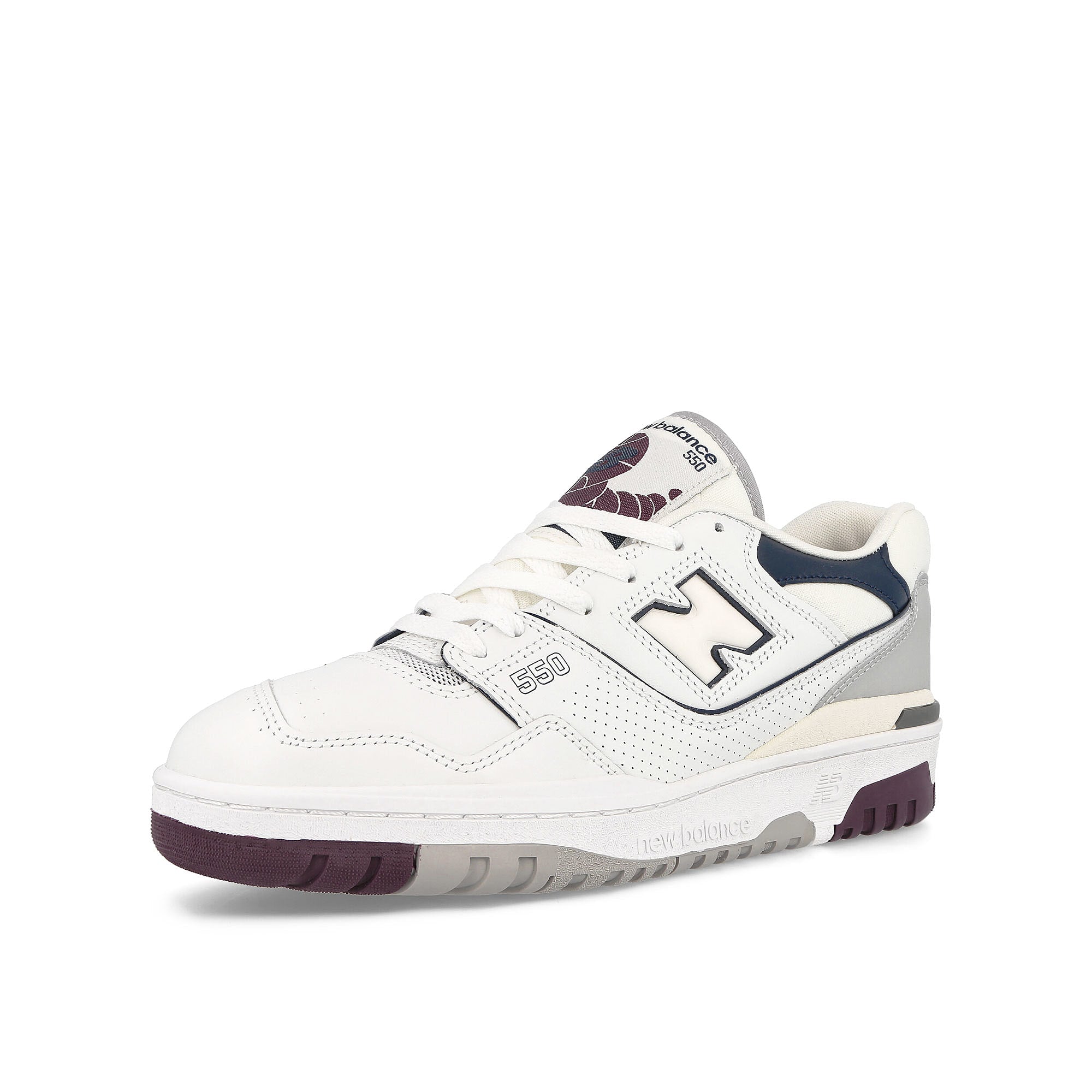 New Balance bb550pwb White / Natural Indigo / Burgundy Sneakers Close Up | Overkill