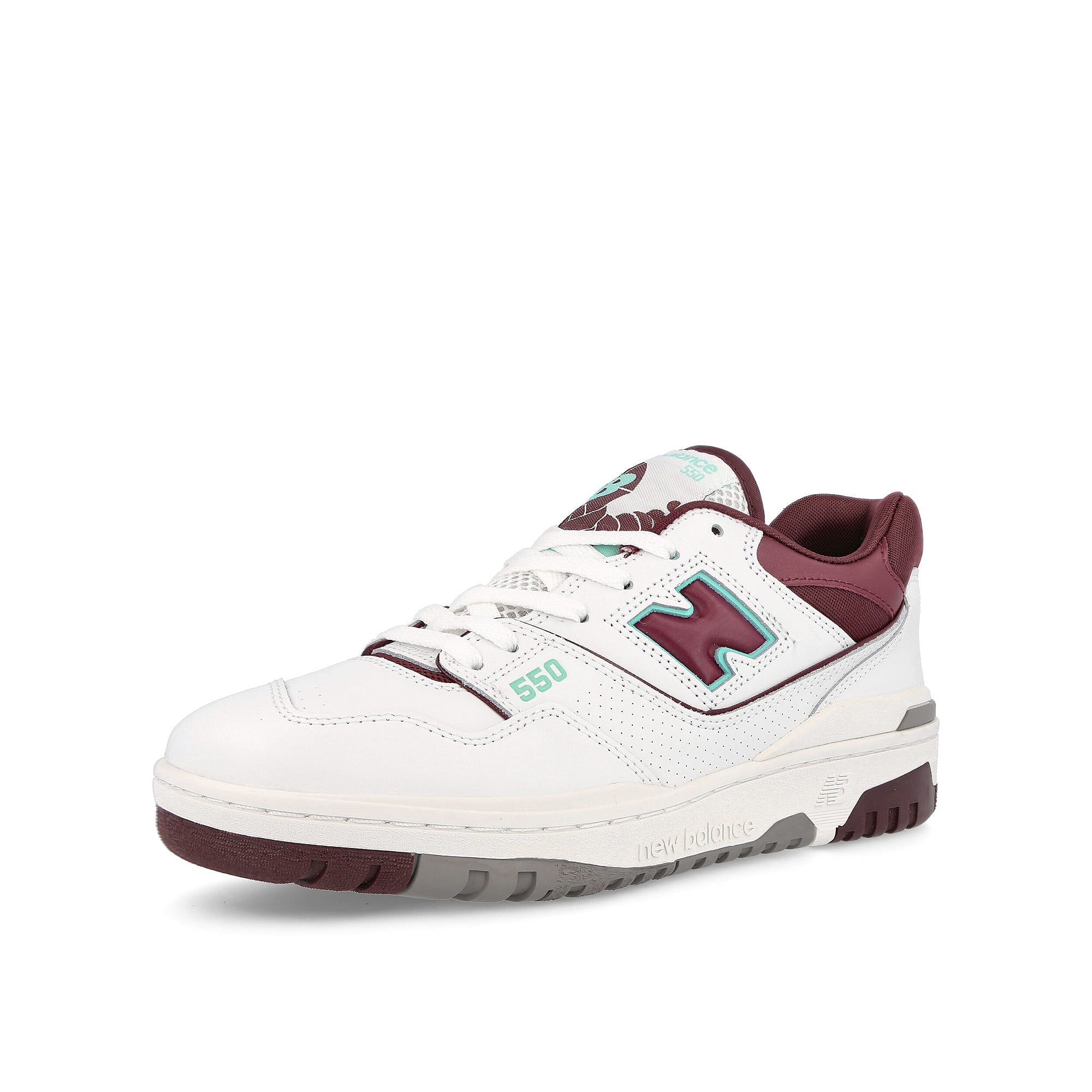 New Balance bb550wbg Burgundy / White Low Top Sneakers Close Up | Overkill